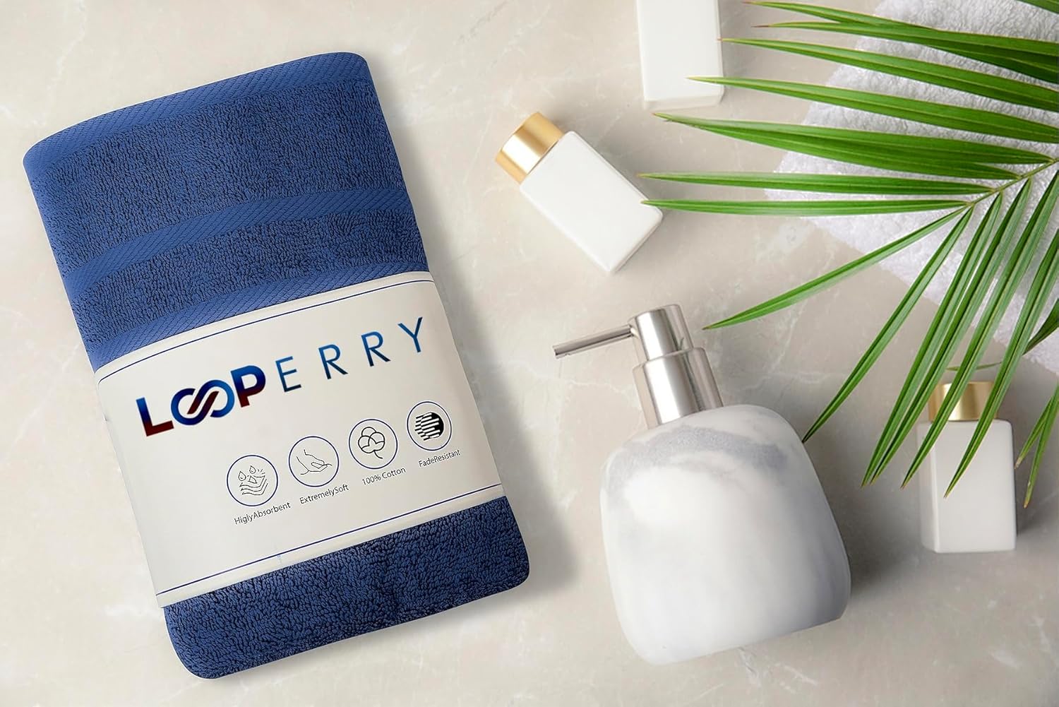 Looperry 6 Pack Small Navy Bath Towel Set