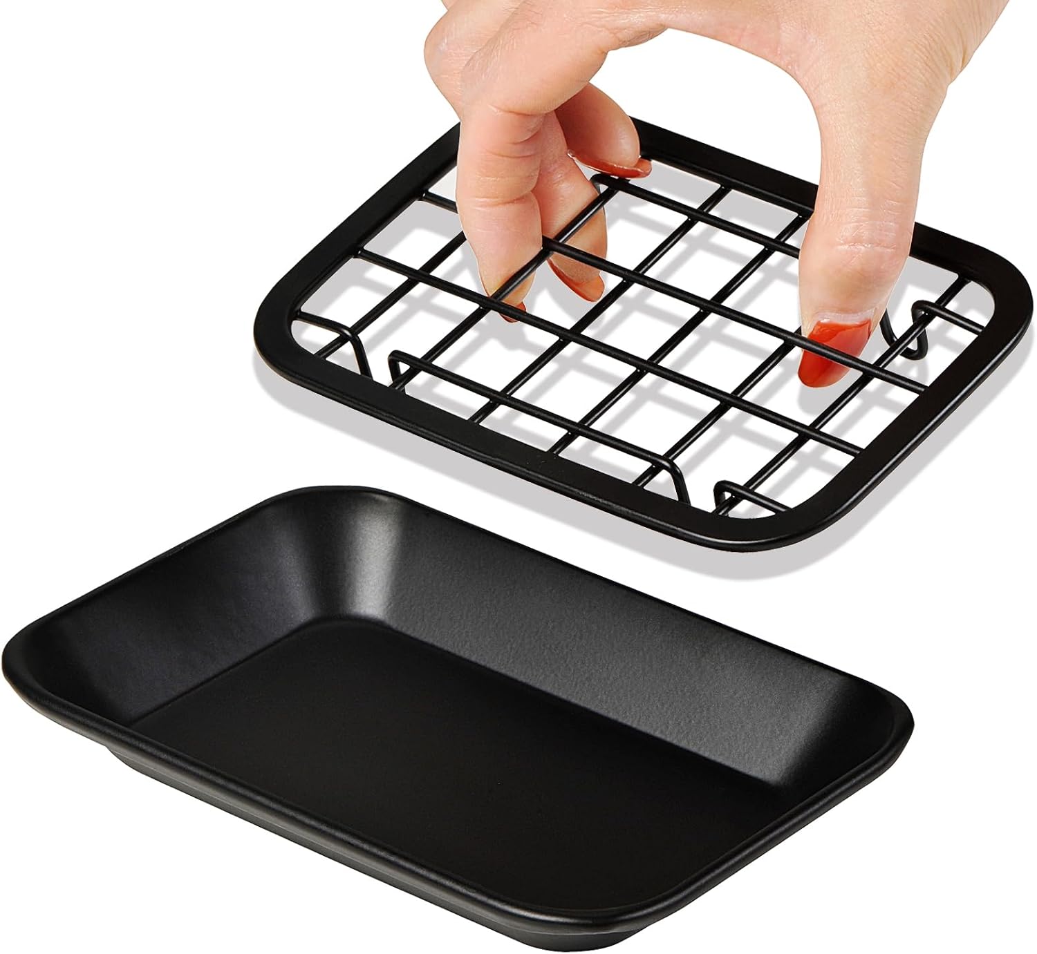 SheeChung Black Metal Soap Dish Tray with Drainage 1