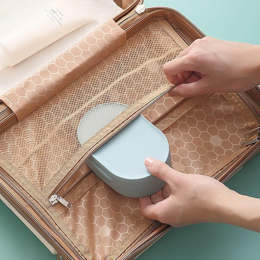 Portable Soap Dish with Lid Waterproof Travel Soap Holder 8x8x45cm Pink