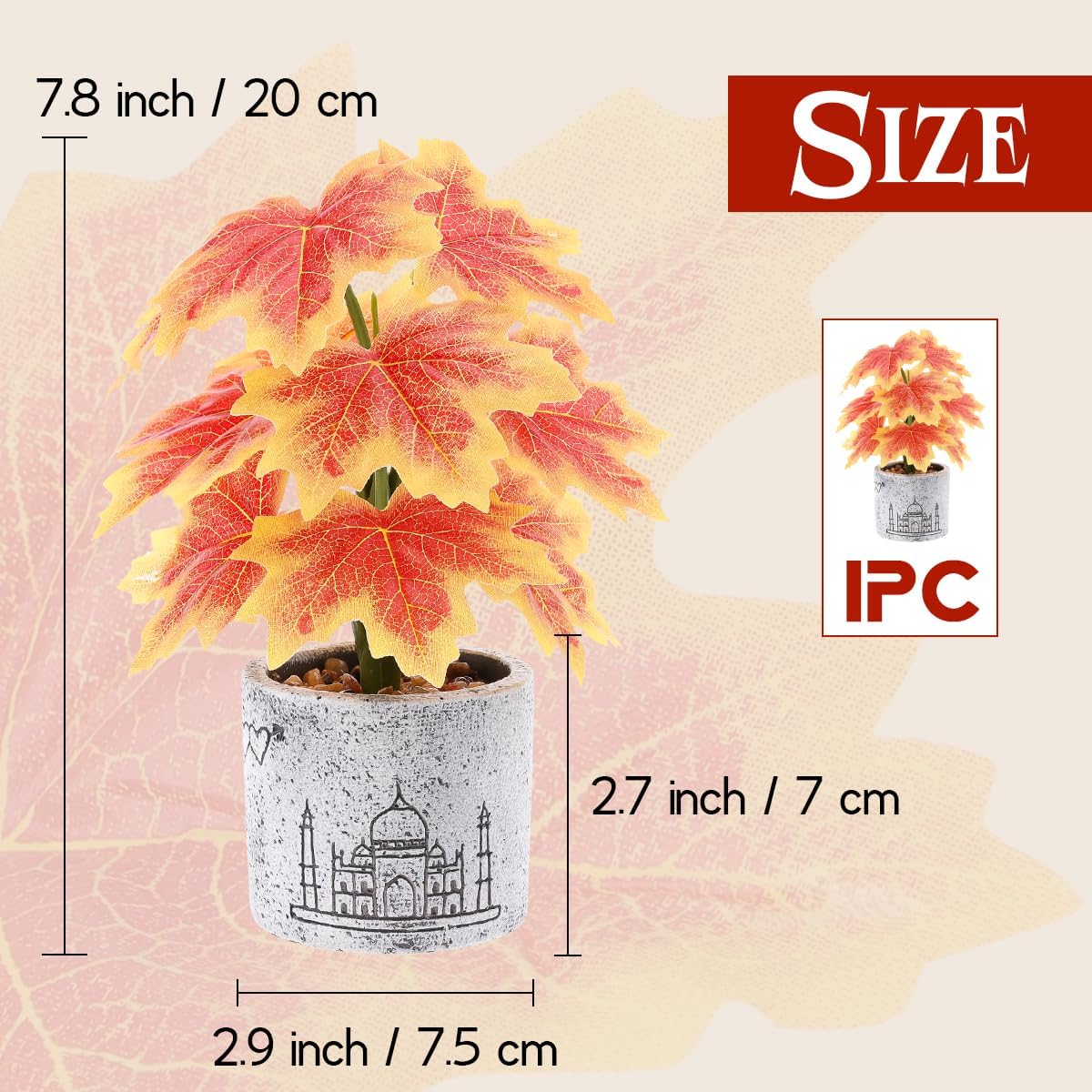 8 Inch Artificial Maple Leaves Potted Plant Decoration