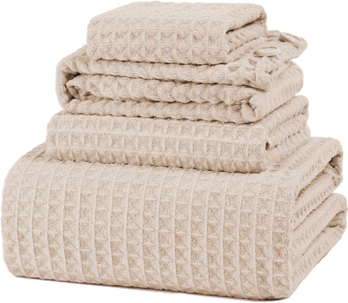Super Soft Waffle Towel Set - 4 Piece Microfiber Bath Towels