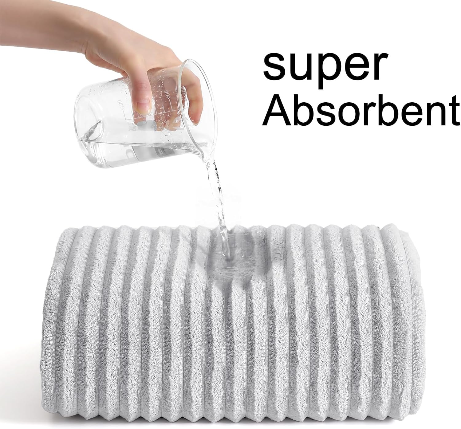 Robmic 40x80 Inch Bath Towel Set Grey 2PCS