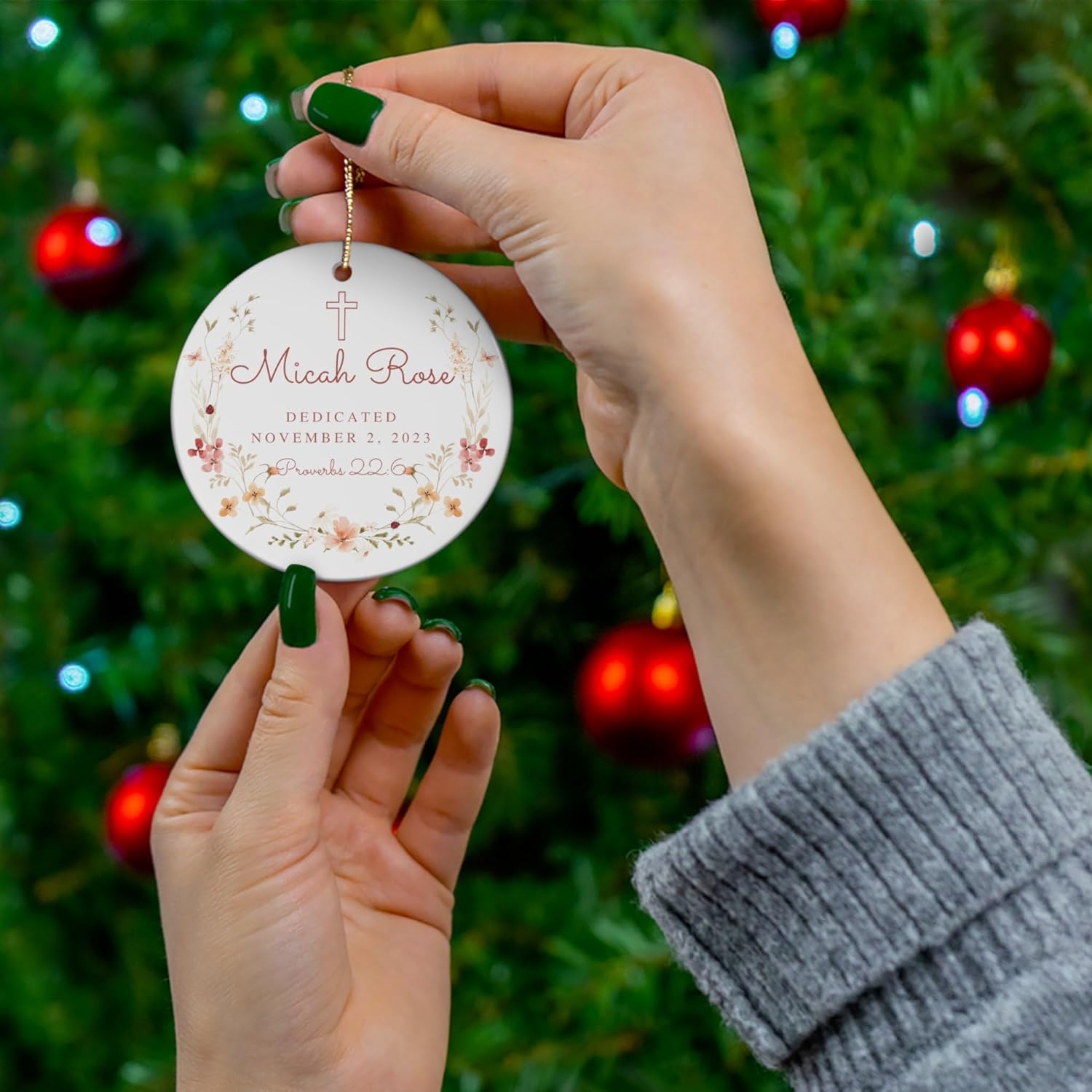 Personalized Baby Dedication Porcelain Ornament