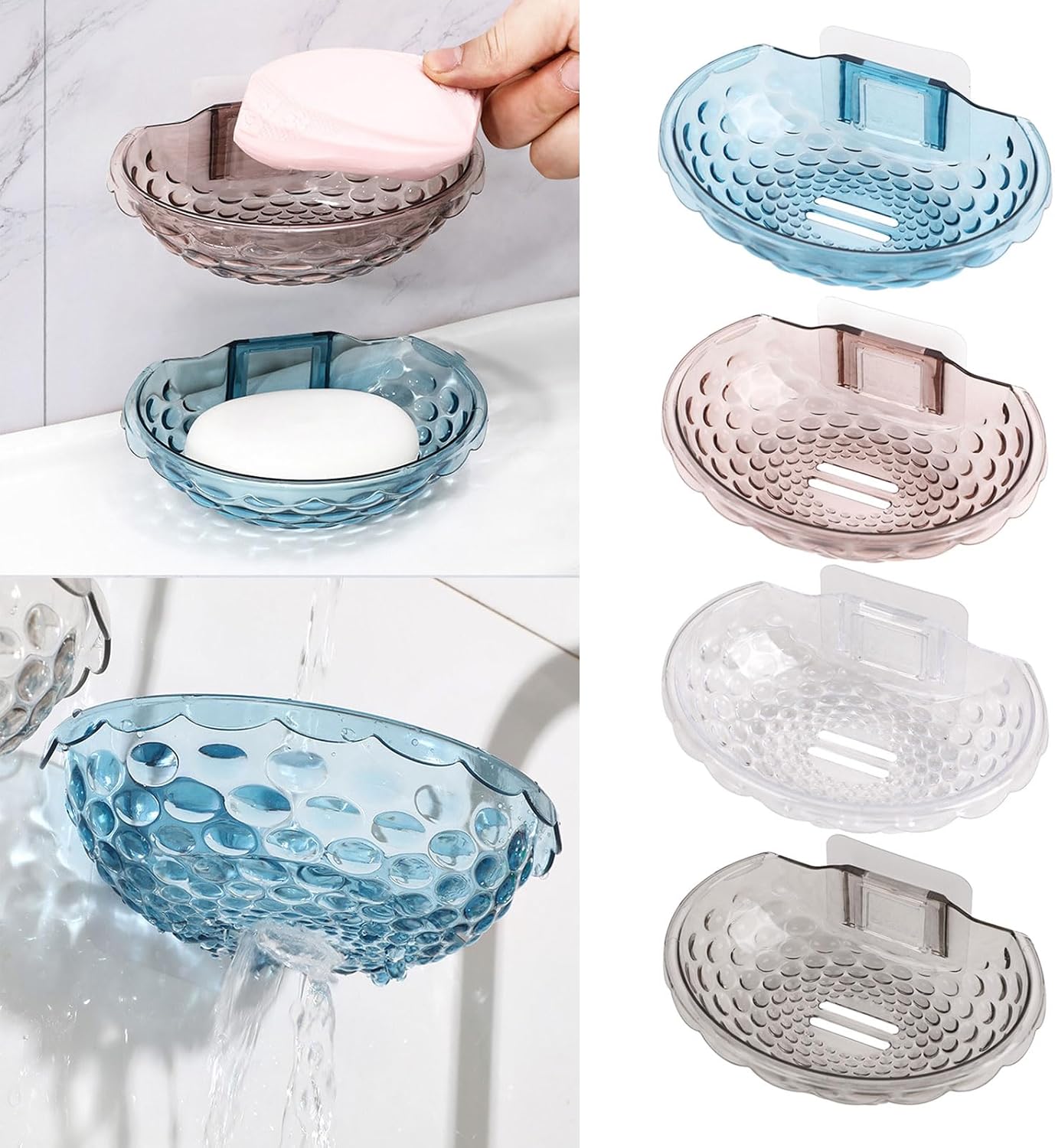Wall Mounted Soap Holder No Drilling Self Adhesive Bath Organizer
