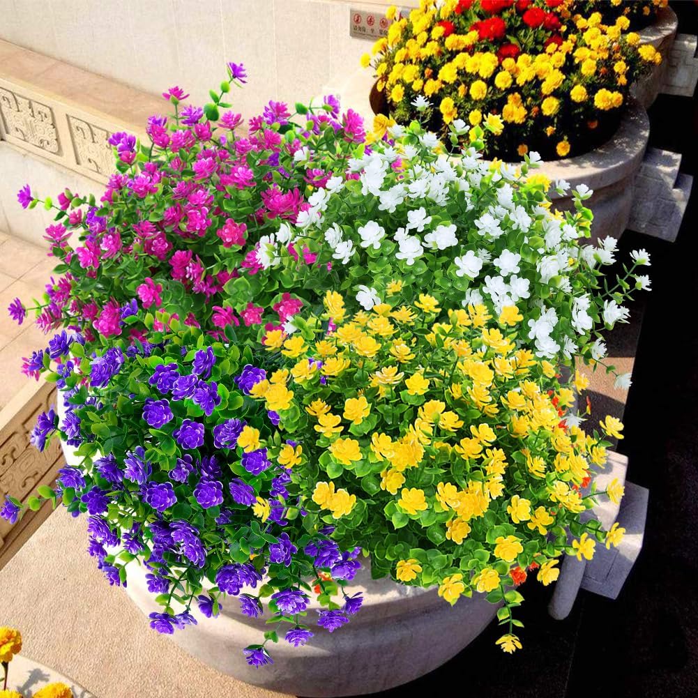 KLEMOO 8 Bundles UV Resistant Artificial Boxwood Shrubs