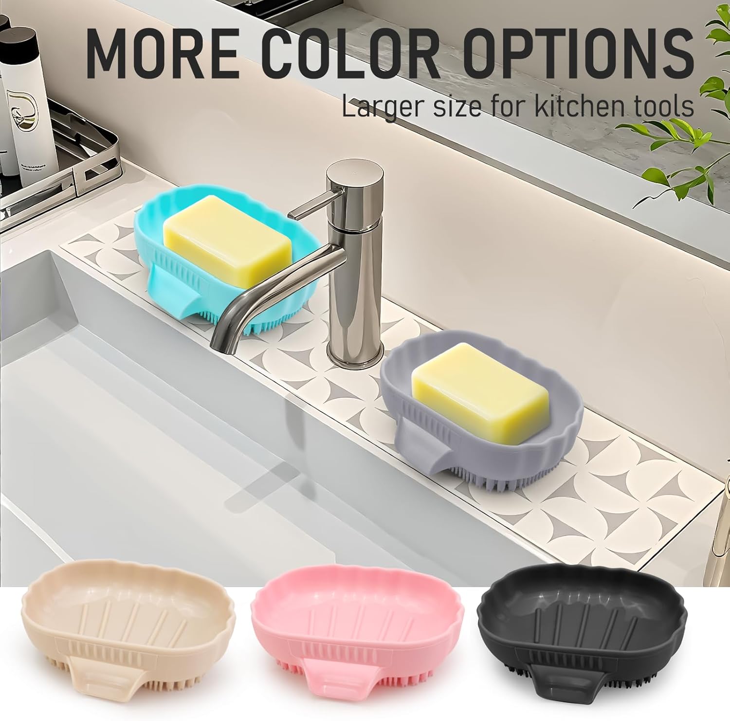 Mabnuby Black Silicone Soap Dish with 25 Waterfall Slope