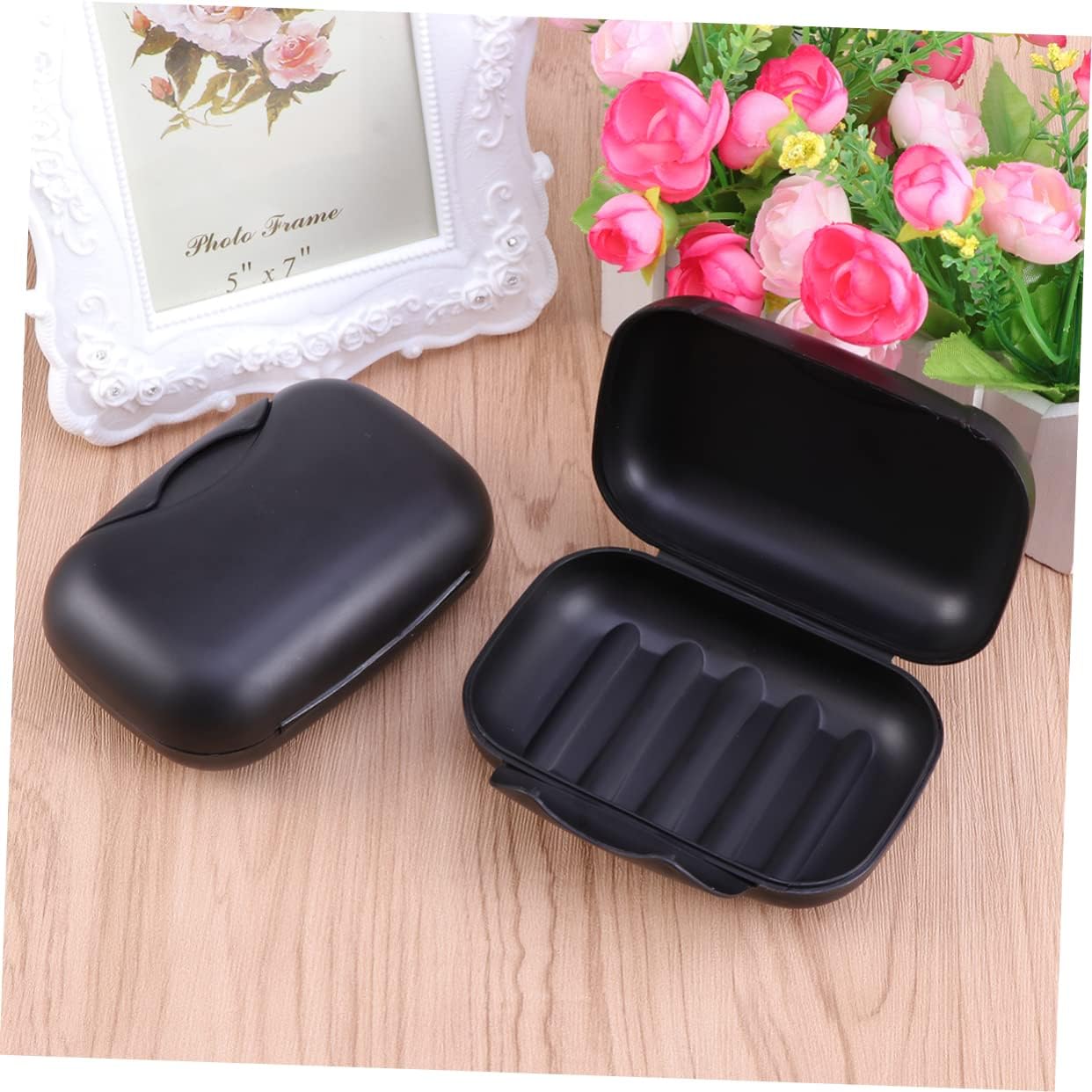 MAGICLULU Leakproof Portable Soap Holder for Travel Camping Black Case