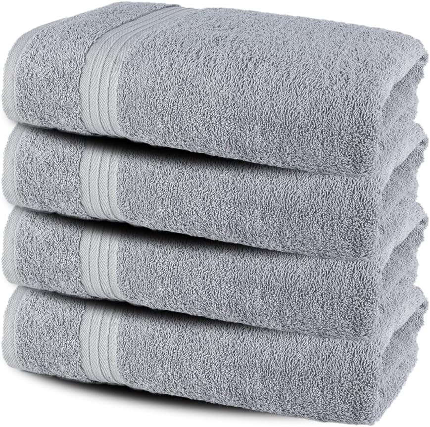 Textila Bath Towels - 30x60 Inch Pack of 4 Light Grey 1