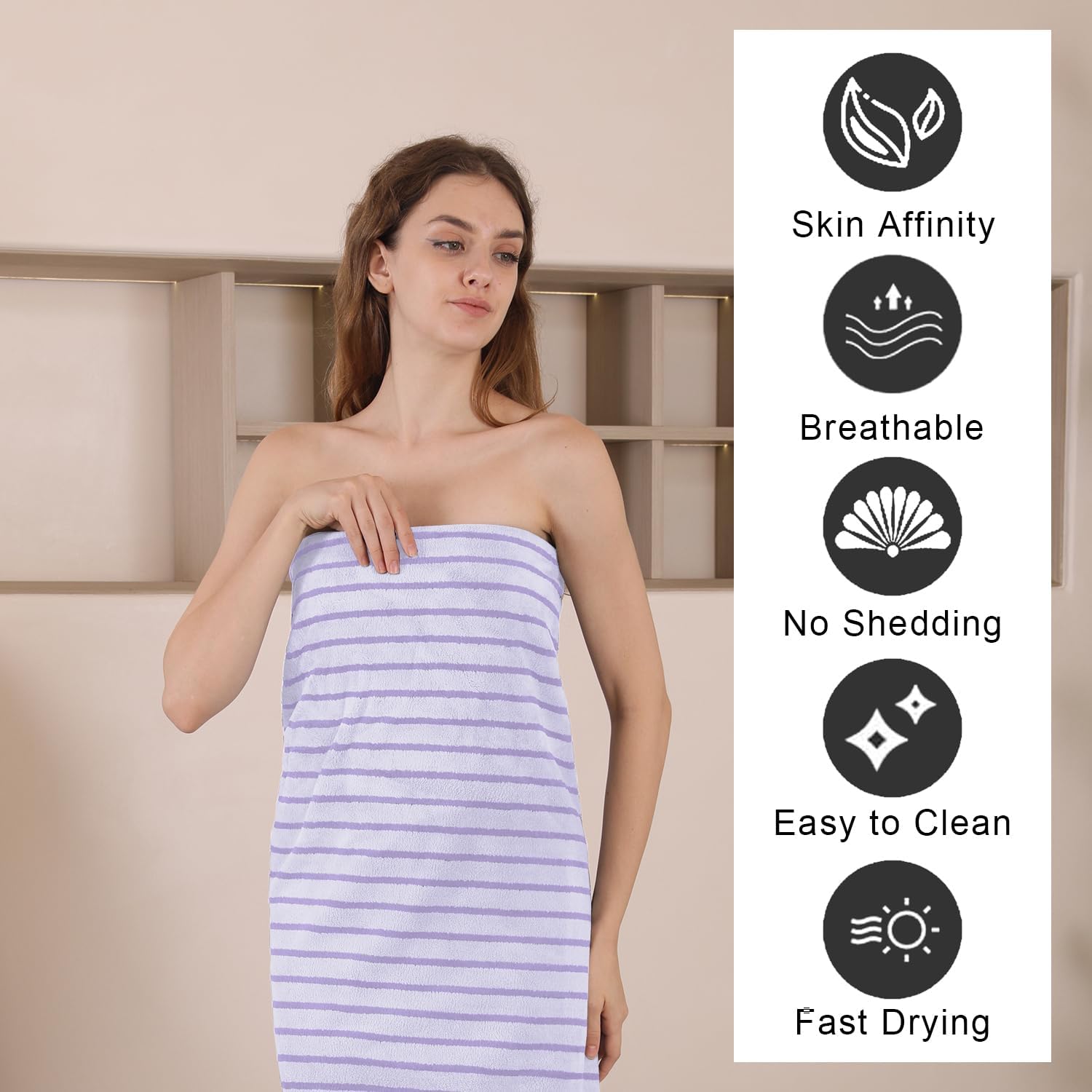 Mistyrose Bath Towels Set 4-Pack Purple 35x70 Microfiber