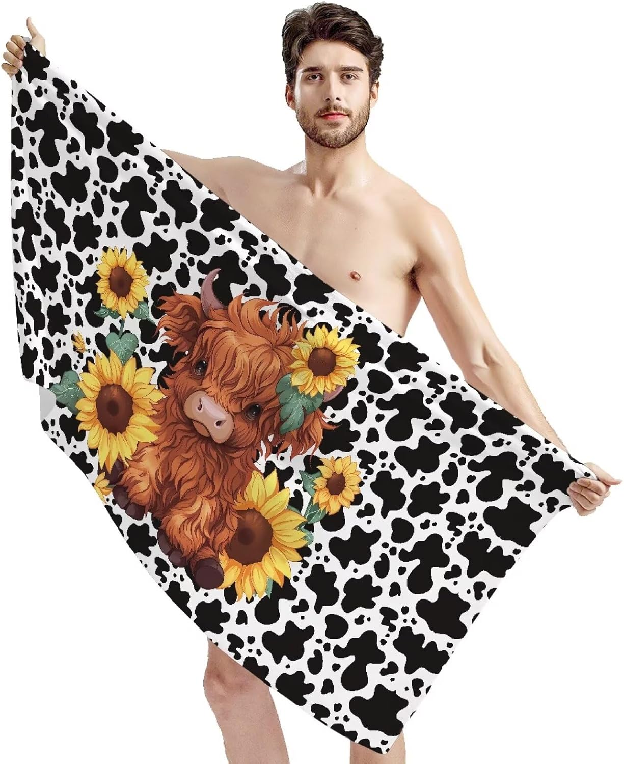 INSTANTARTS Cow Tattoo Baby Highland Cow Bath Towel