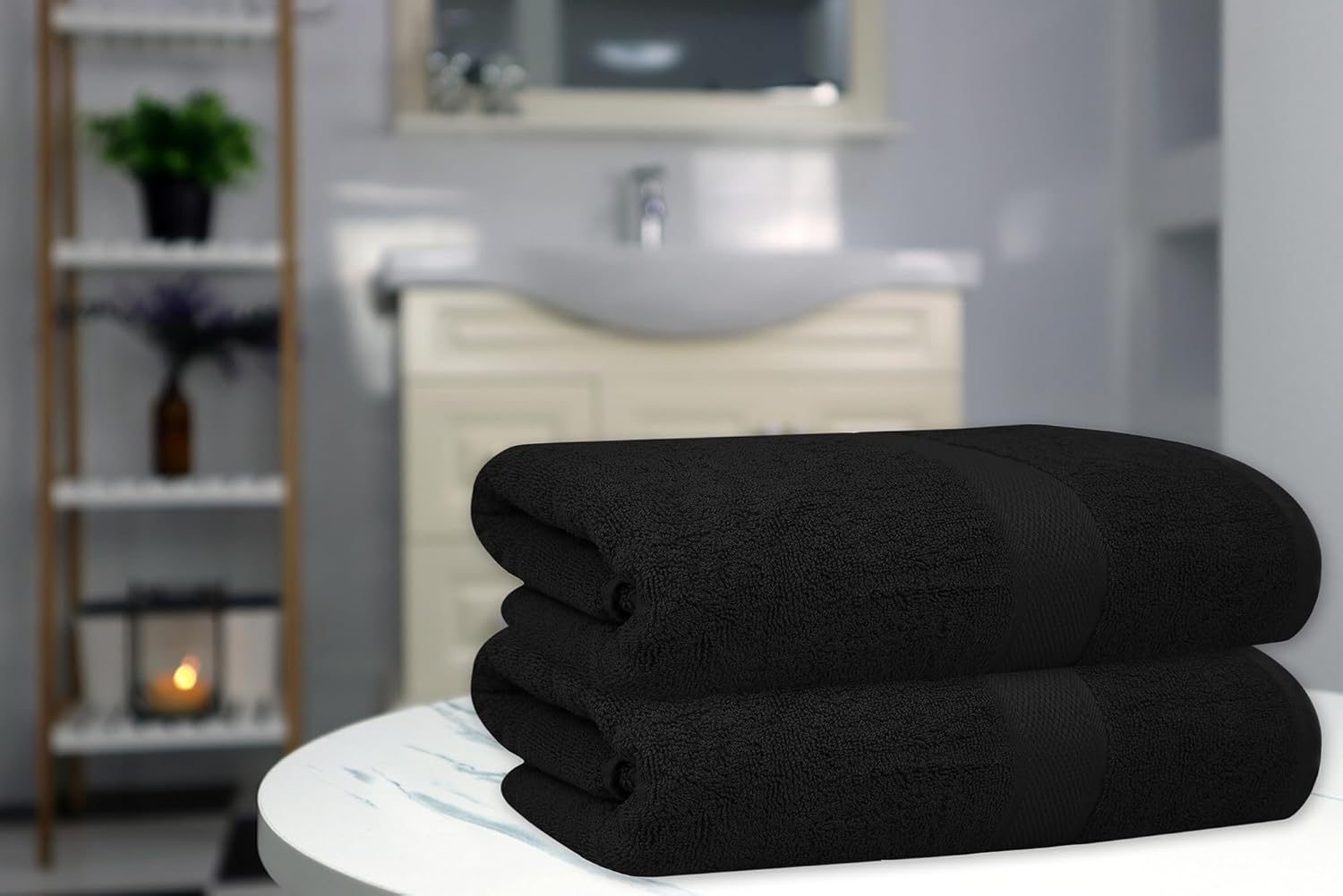 Lenenz Luxury Bath Towels 4 Pack 27x54 Black