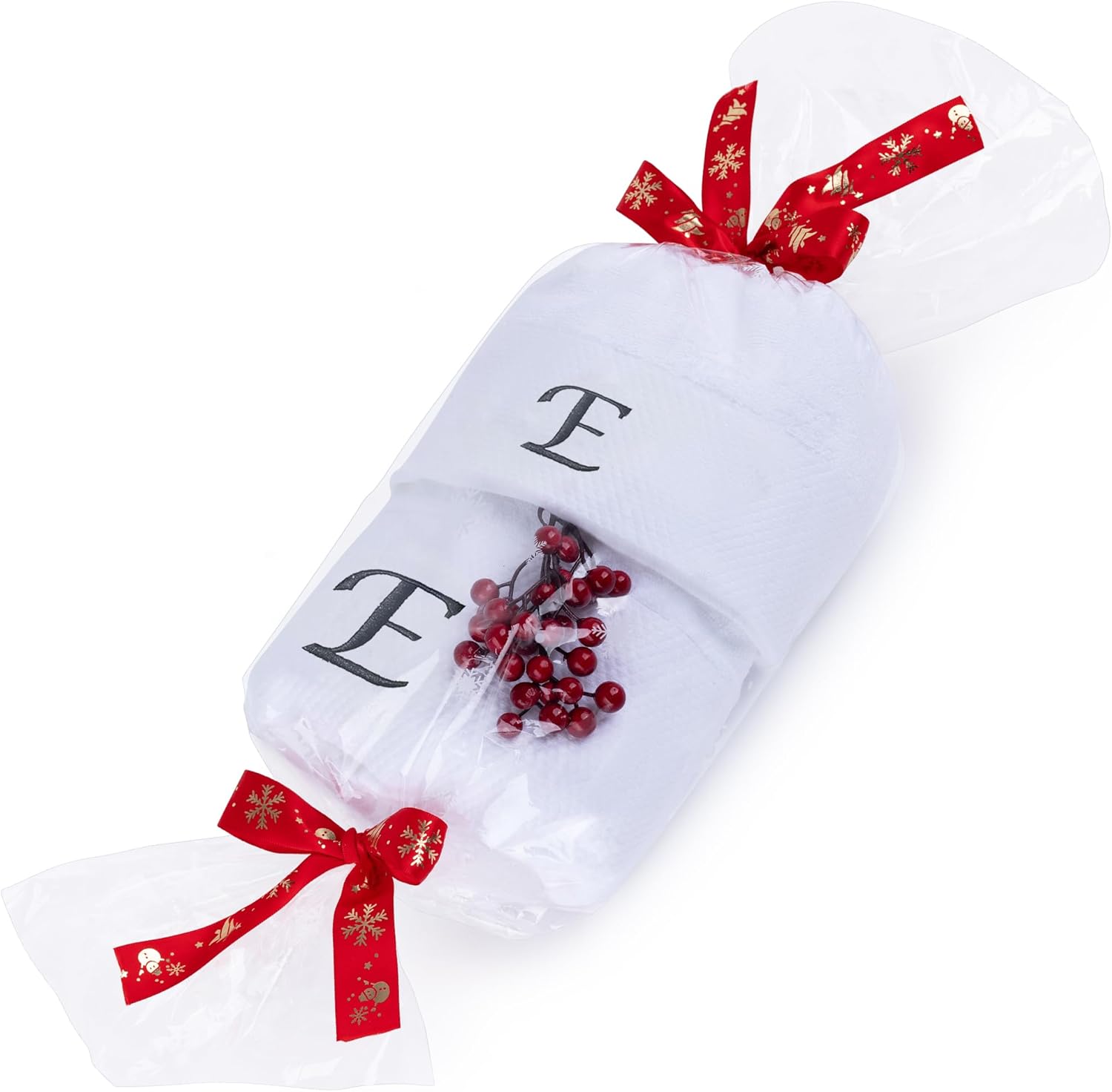 Luxury Monogrammed Towels Set - 2 Pack with Christmas Packaging