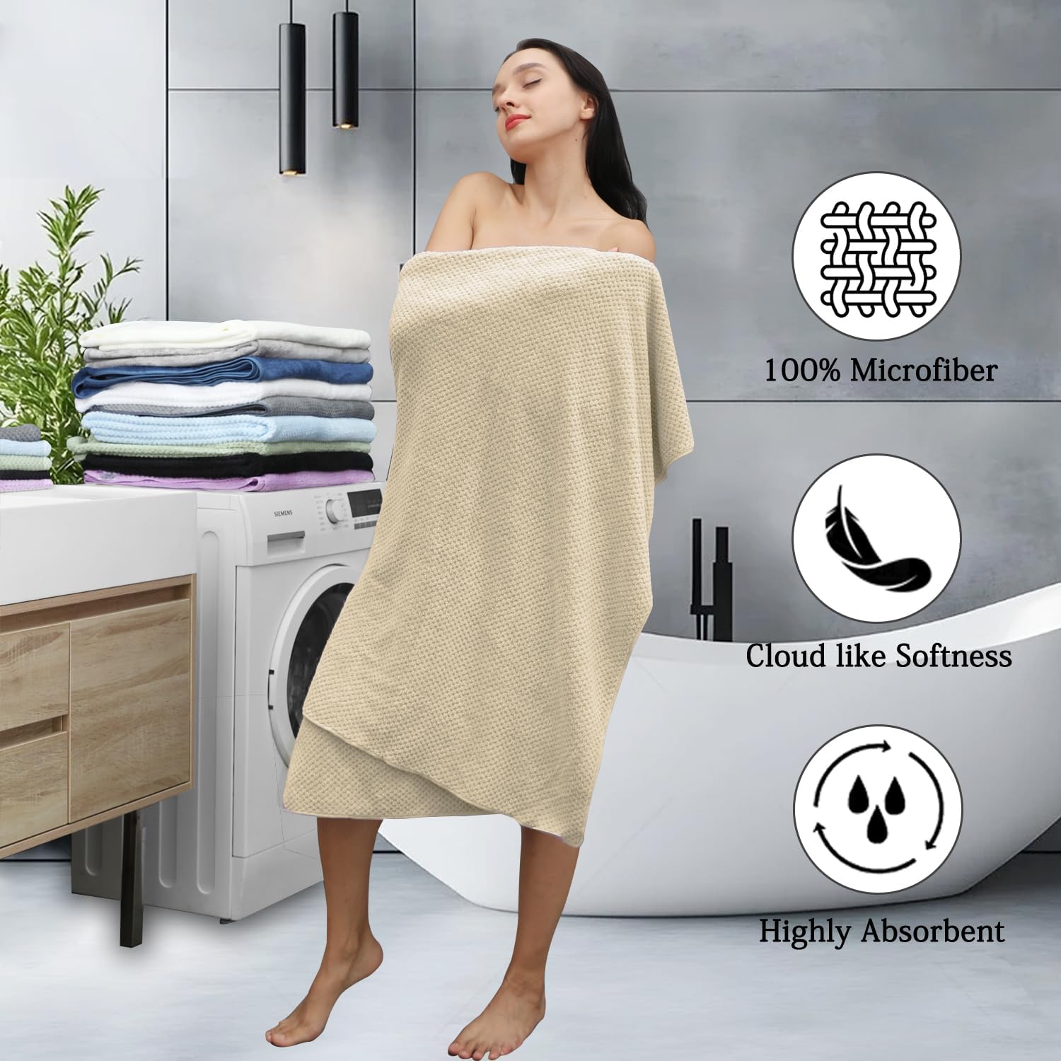 Hailea 4-Pack Bath Towels Set - 35x70 Inches