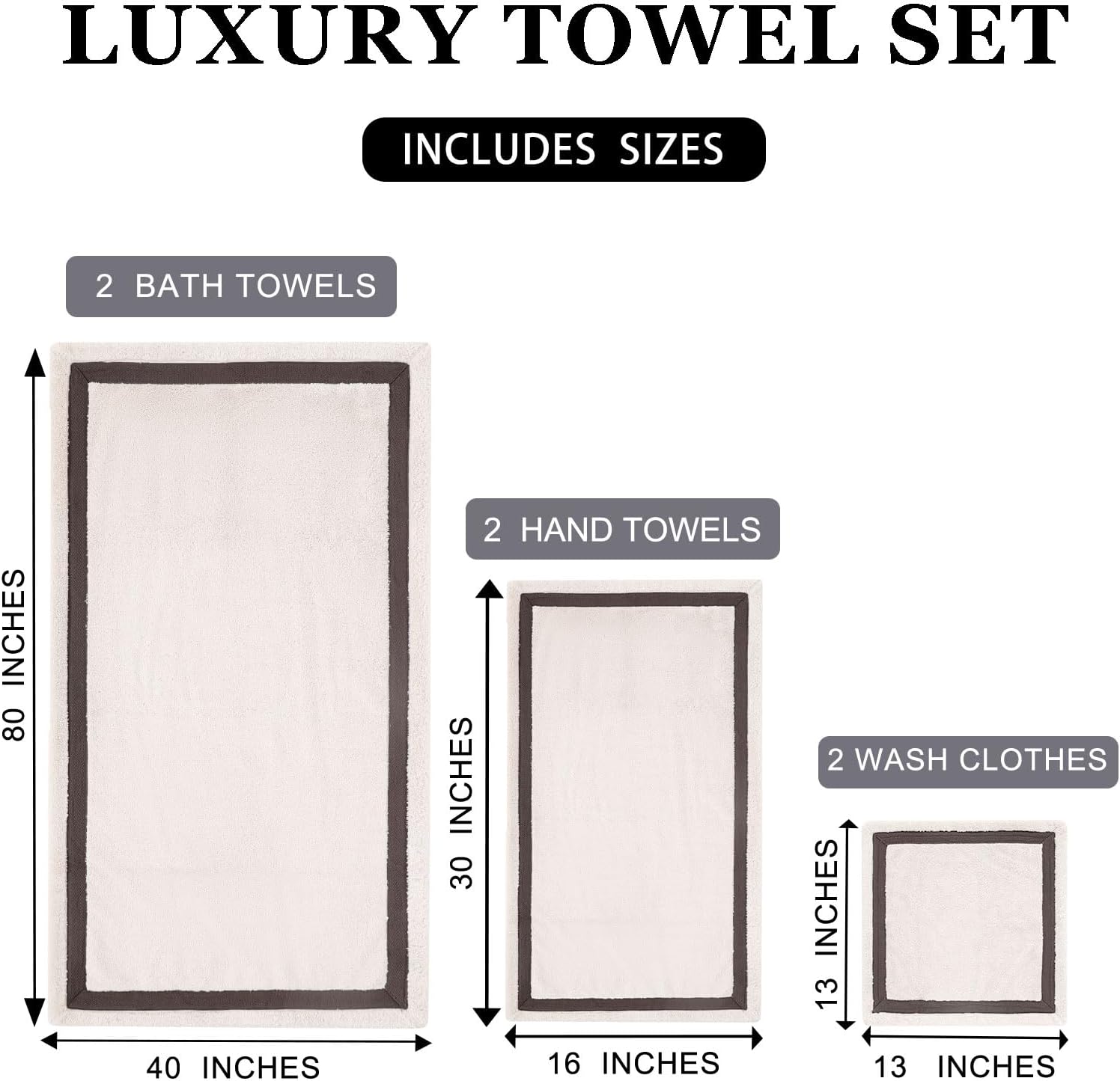 NALIVO Premium Microfiber 6Piece Bath Towel Set Cream