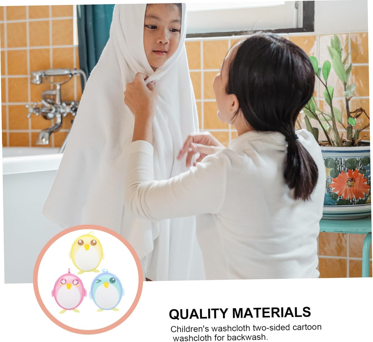 FRCOLOR 3pcs Bath Towel Set with Washcloth and Sponge