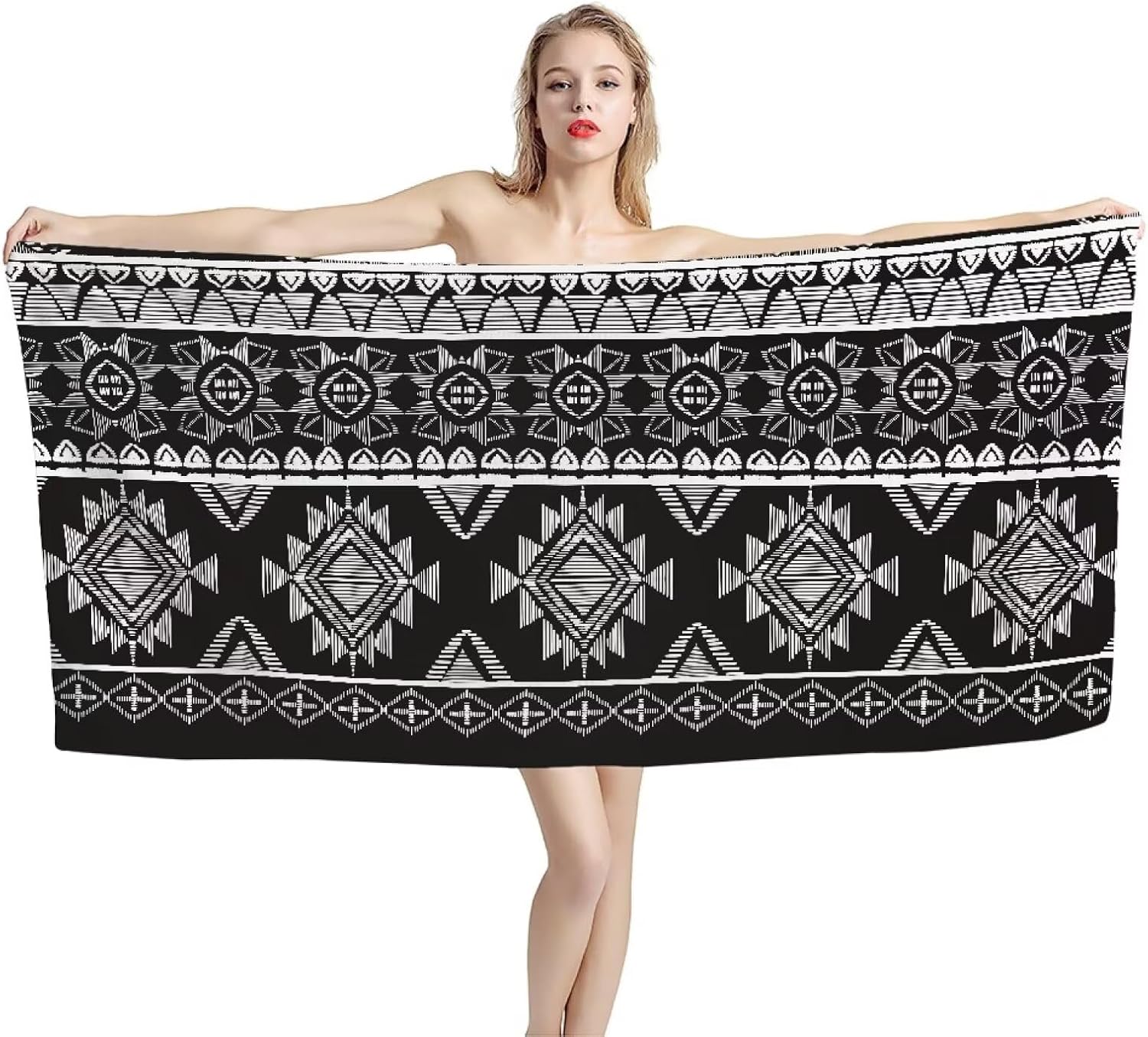 Glomenade Grey Aztec Beach Towel for Adults