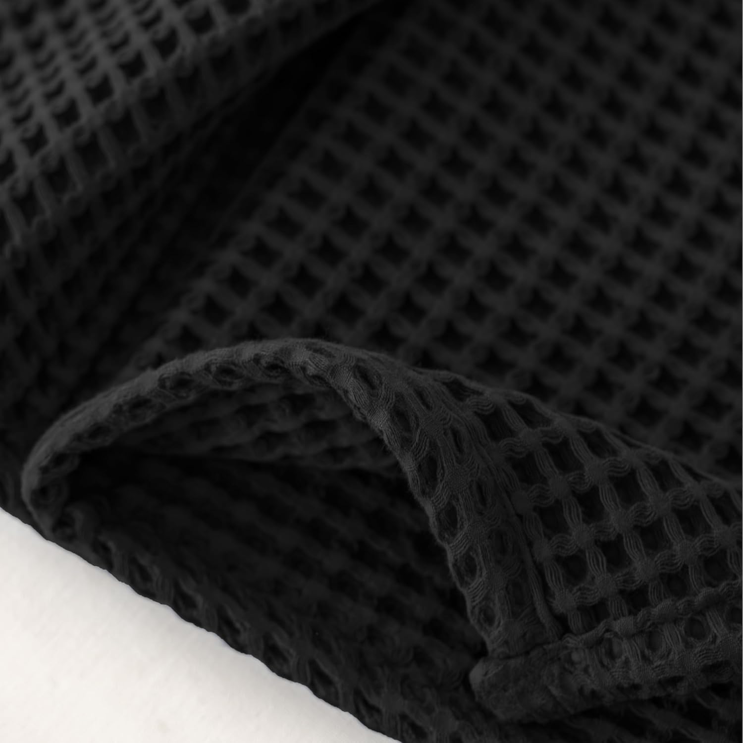 Viva Maison Black Waffle Bath Towels Set of 2
