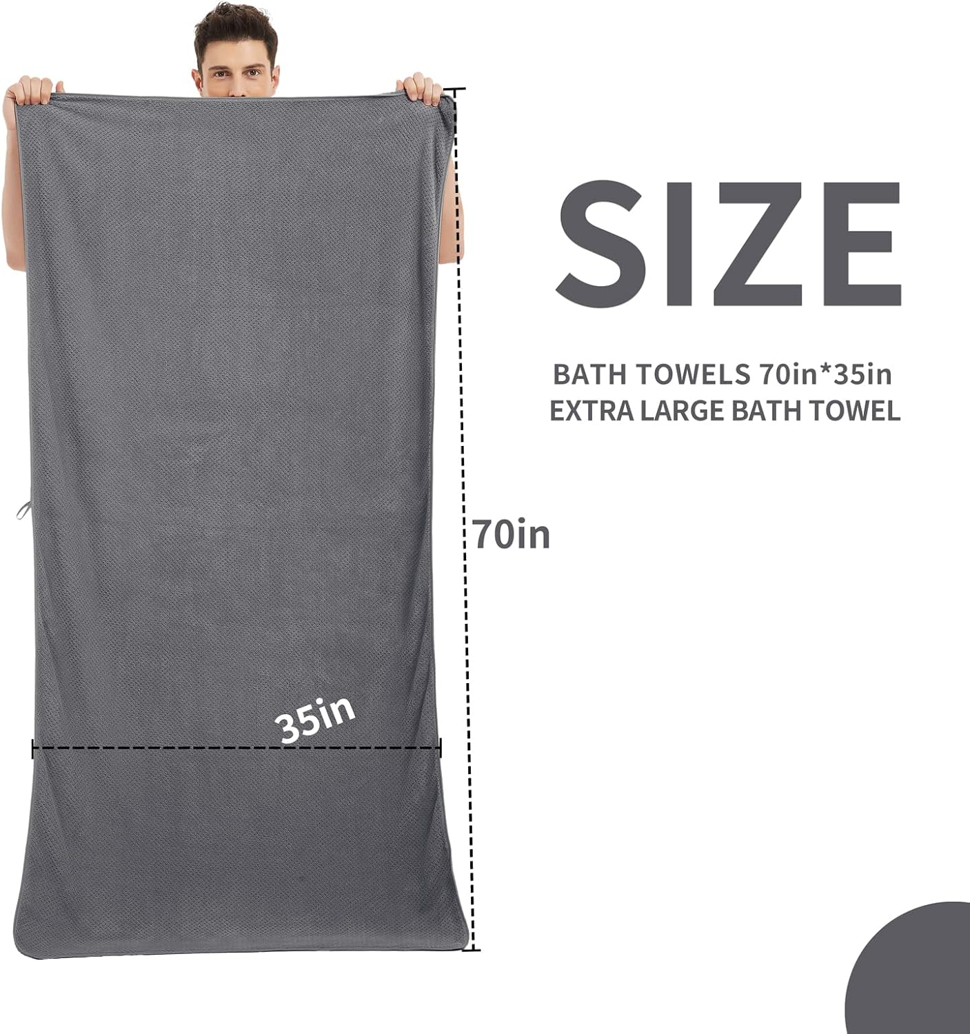 OLESTER Microfiber Grey Bath Towel Set 2 Pack 1