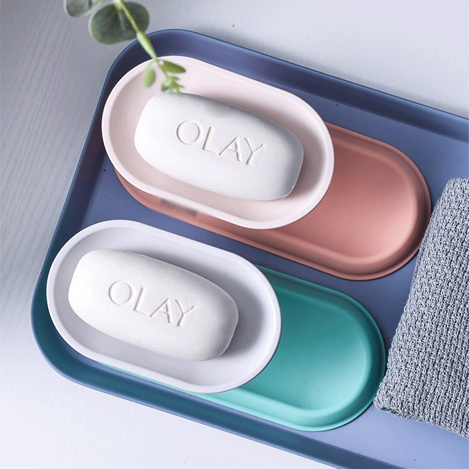 YAOLUU 360-Degree Rotating Soap Dish with Drainage Pink