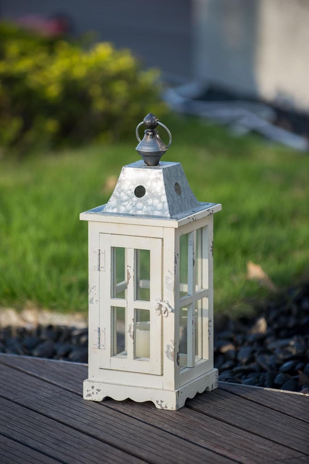 Strawberry Fairy Decorative Candle Lantern with Whitewashed Finish
