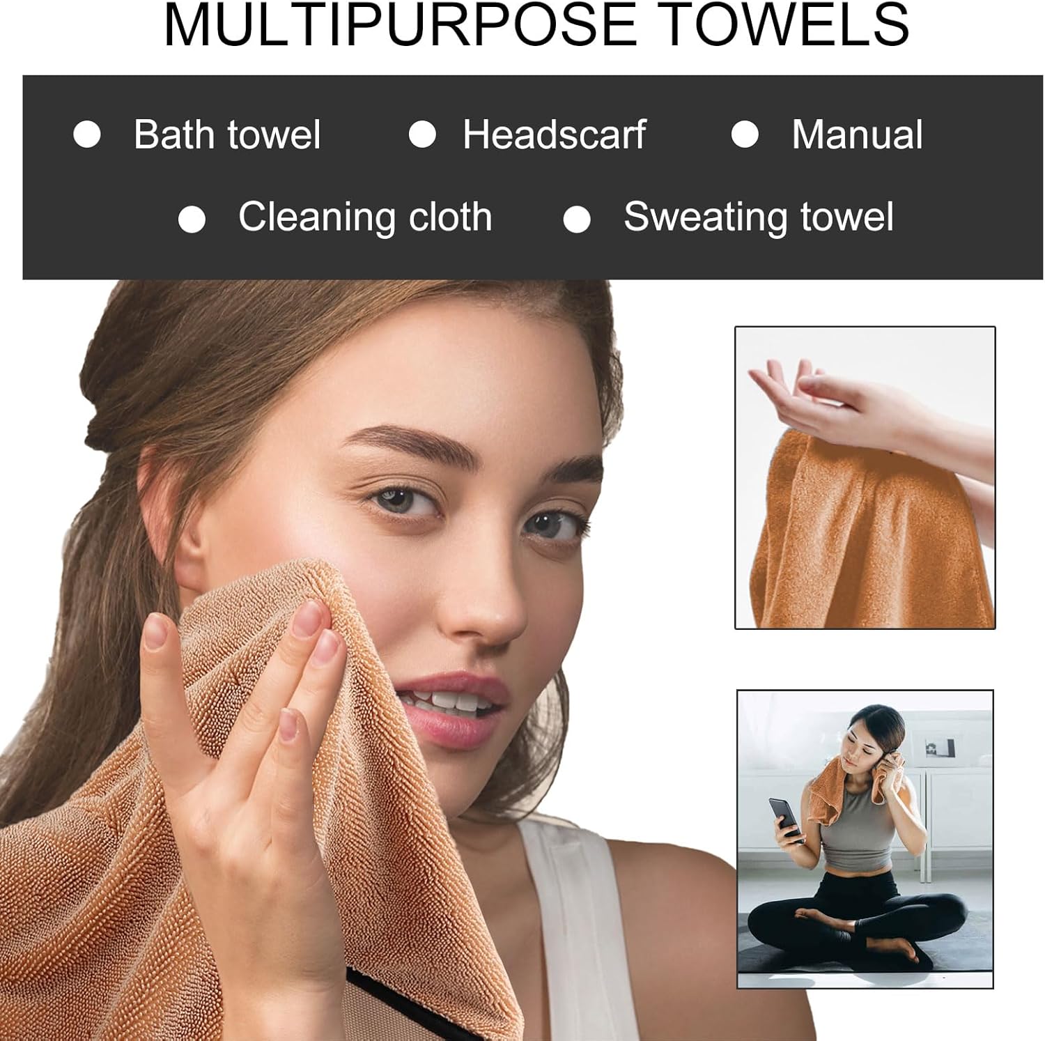 Longzhuo Shiny Bath Wipes Drying Towels 3pcs Super Absorbent Microfiber