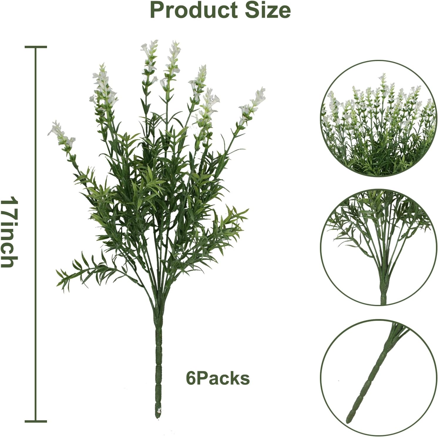 ZeKonan Artificial Lavender Flowers 6 Bundles 17 Each