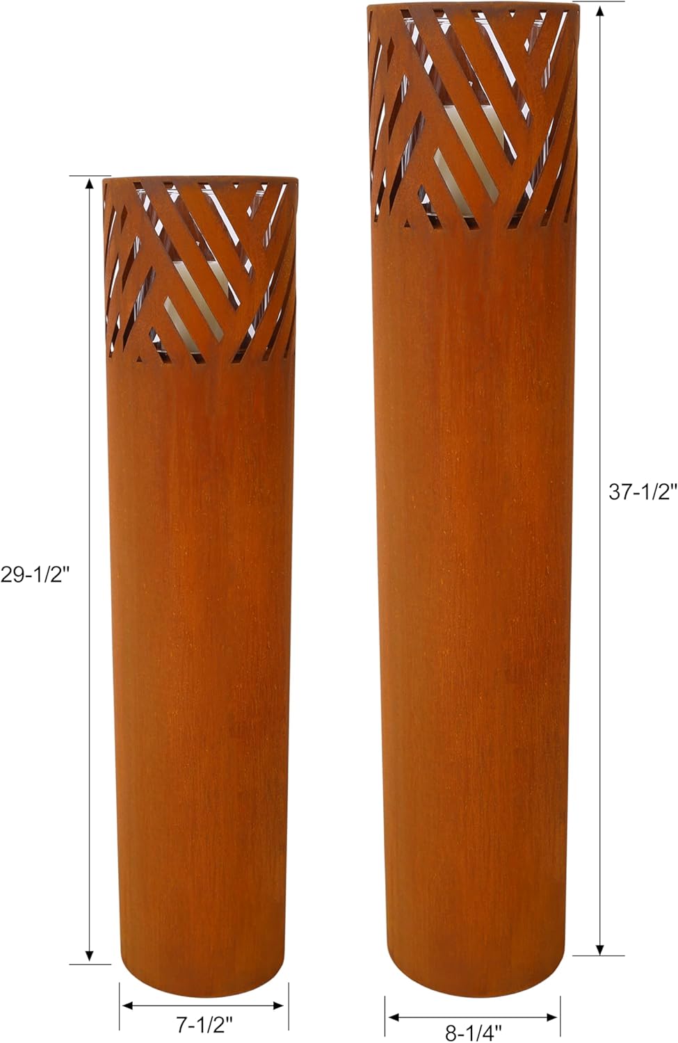 Strawberry Fairy Decorative Rust Lantern Columns Set of 2