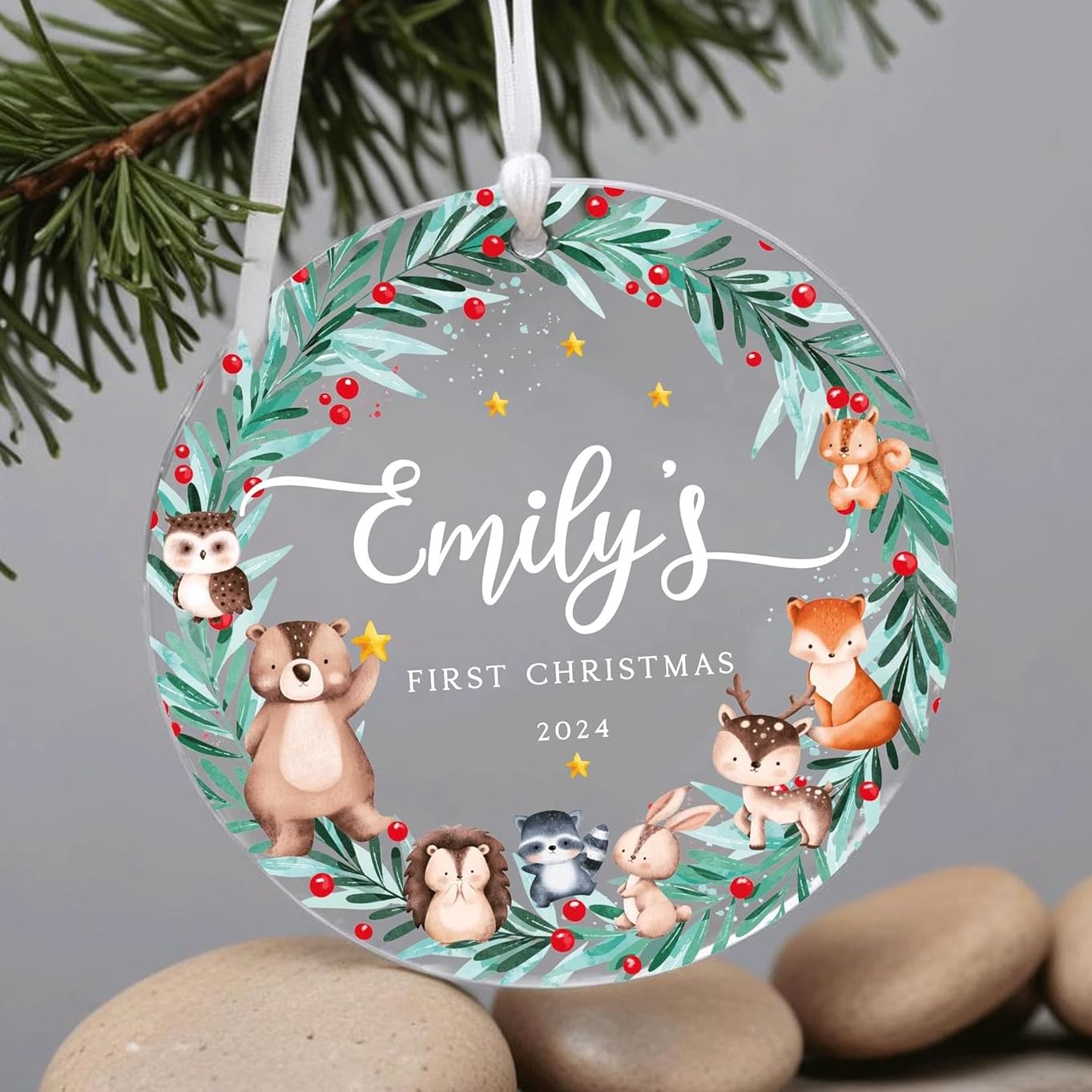 Personalized Babys First Christmas Ornament - Custom Newborn Xmas Keepsake