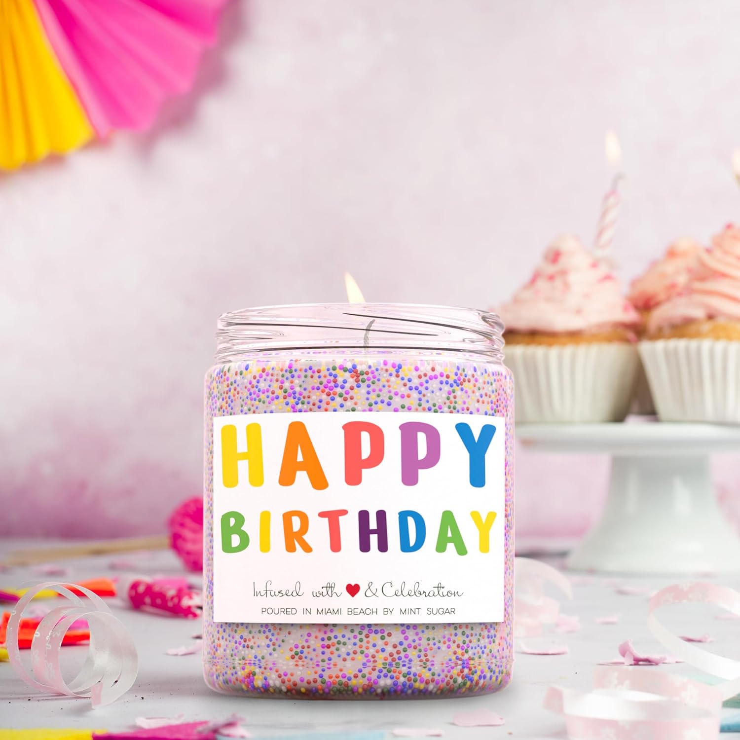 Happy Birthday Candle - Vanilla Cake Scent 9oz Made in USA
