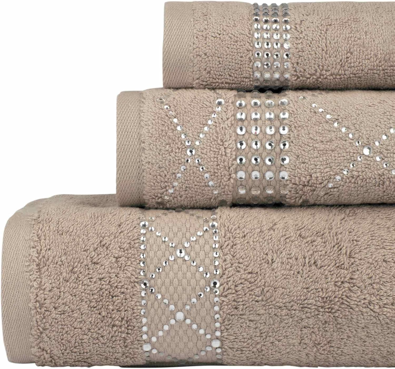 Sparkles Home Atlas 3-Piece Towel Set with Glass Rhinestones 1