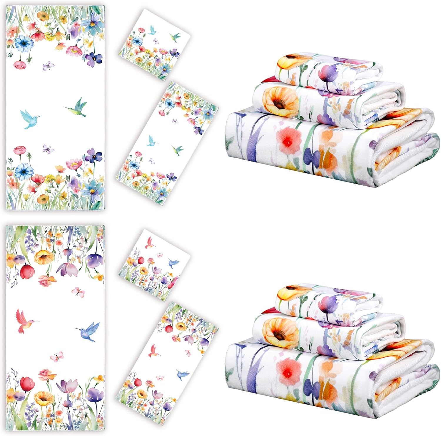 VitalCozy Set of 6 Wildflower Bath Towels 3 Sizes 1