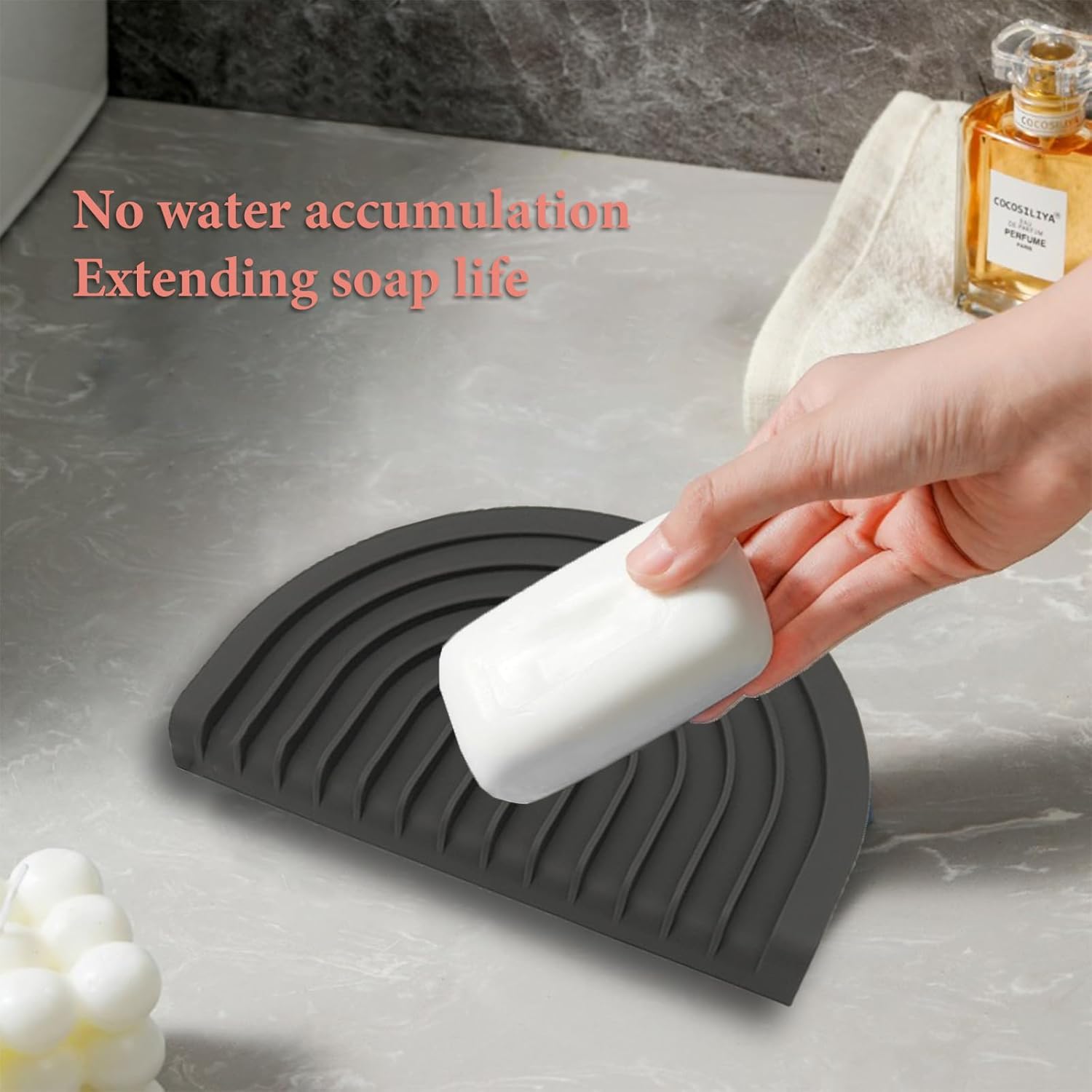 CAROYINO Soap Dish with U-Shaped Design Black 1