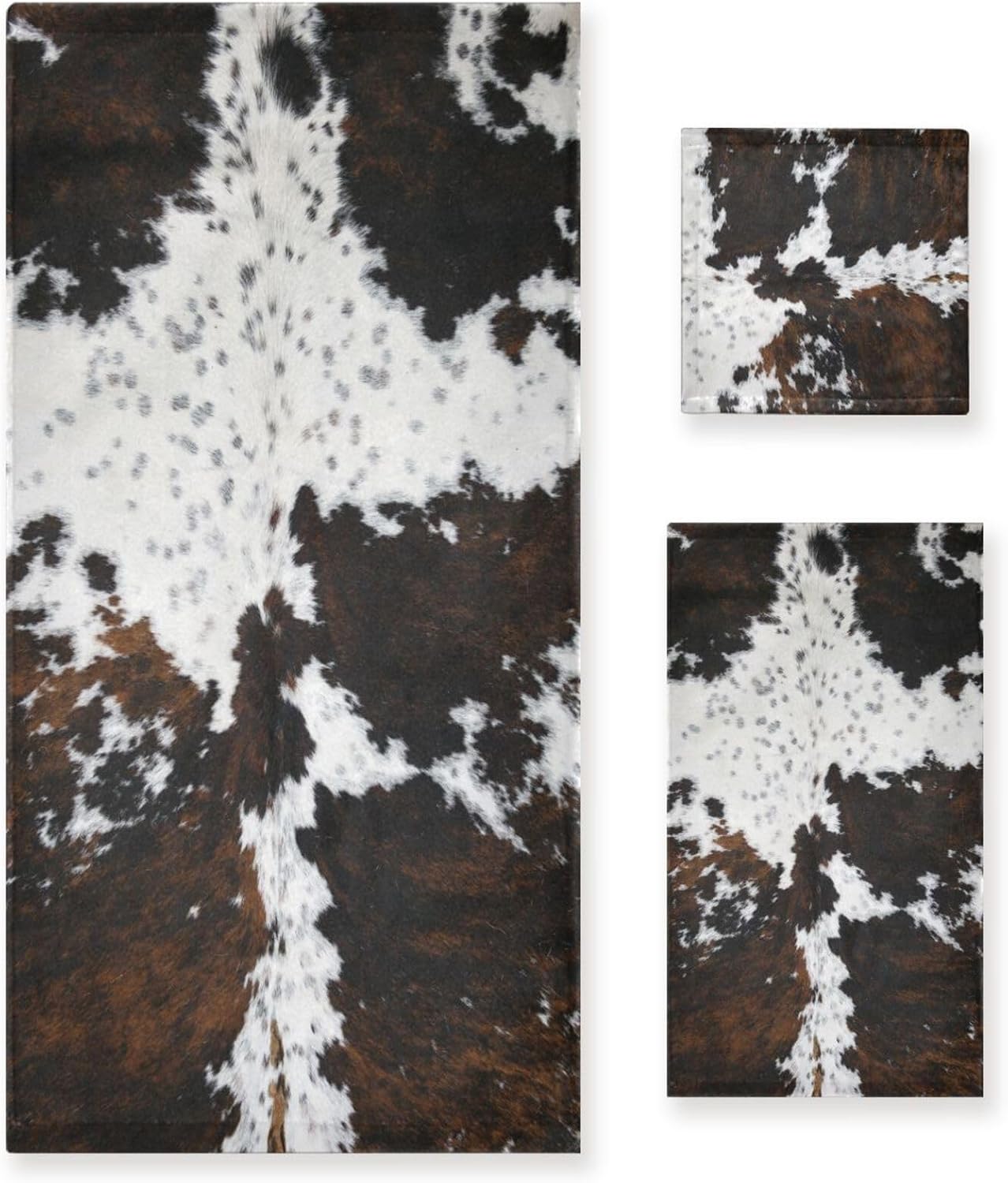 COVASA 3 Piece Cow Print Towel Set