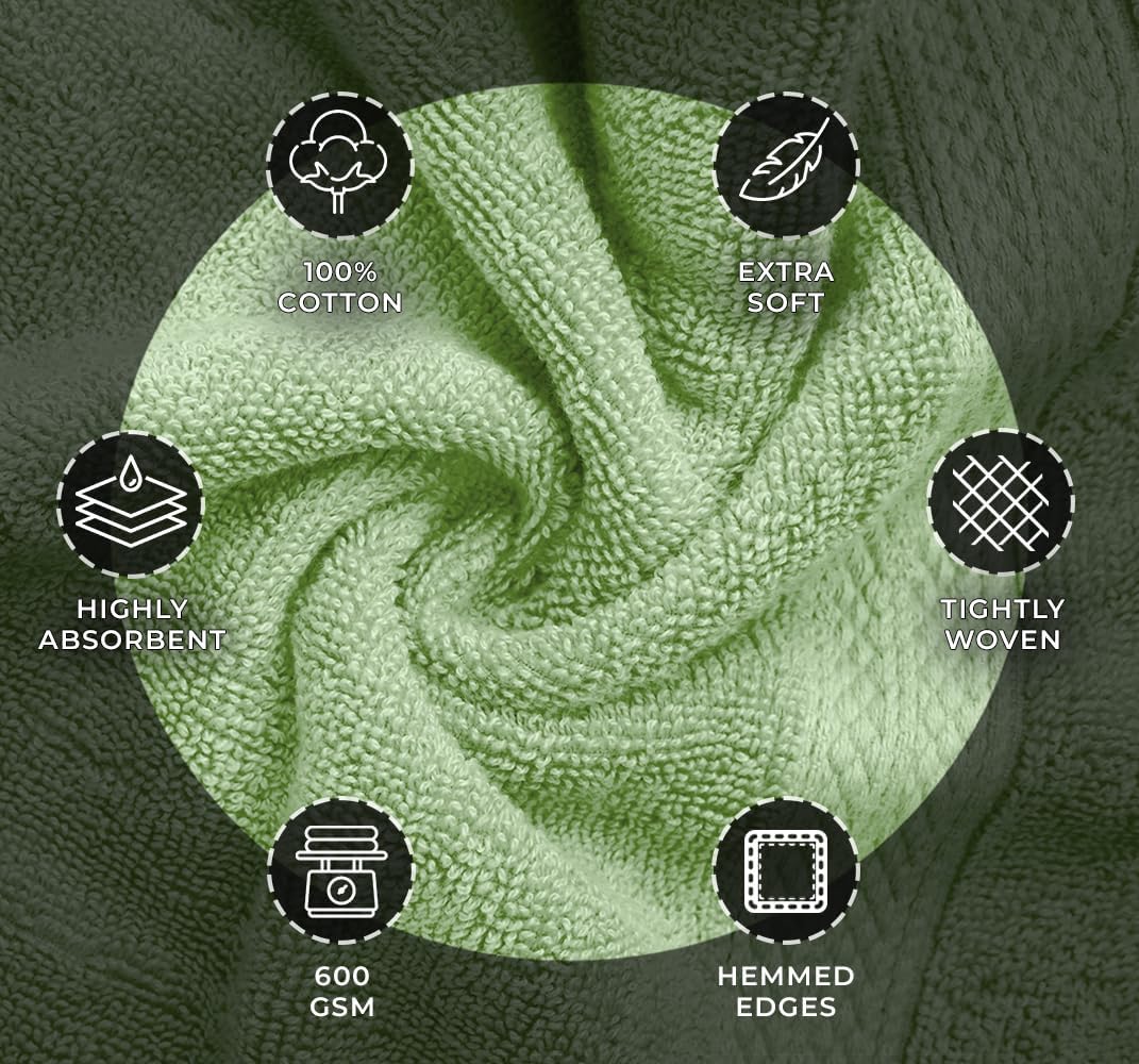Avalon Towels Pack of 4 Bath Towels 27x54 Inches Sage Green