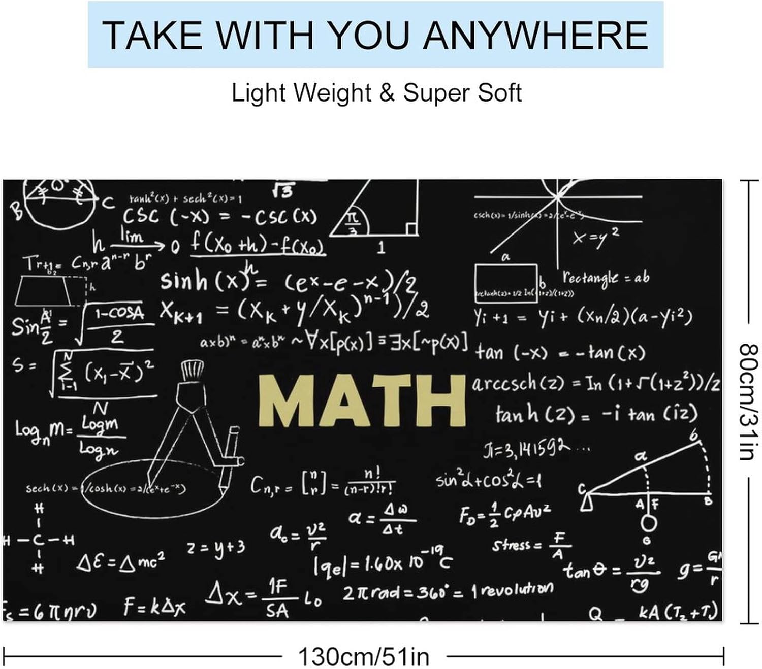 Jawuekax Beach Towel with Math Designs