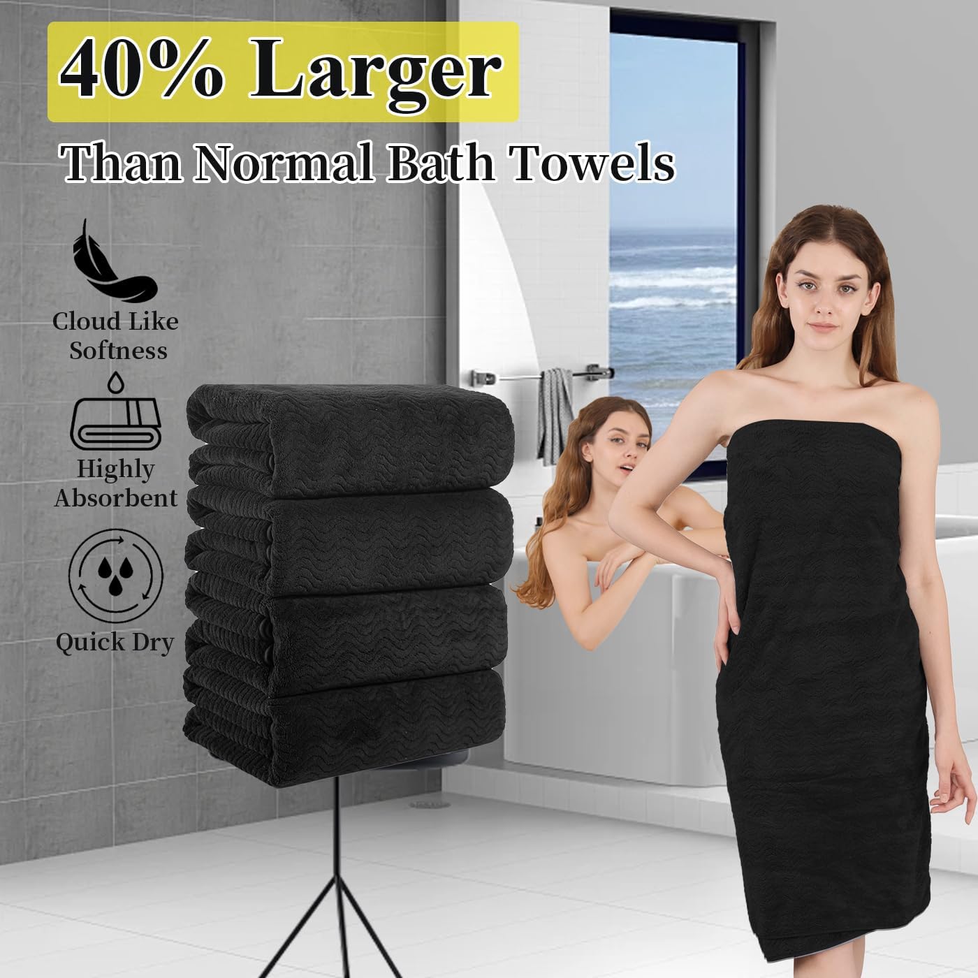 Jessy Home 4 Piece Extra Large Bath Towel Set 1