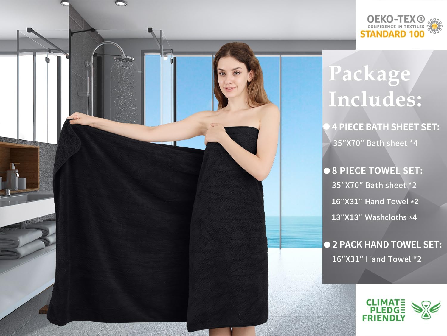 Jessy Home 4 Piece Extra Large Bath Towel Set 1