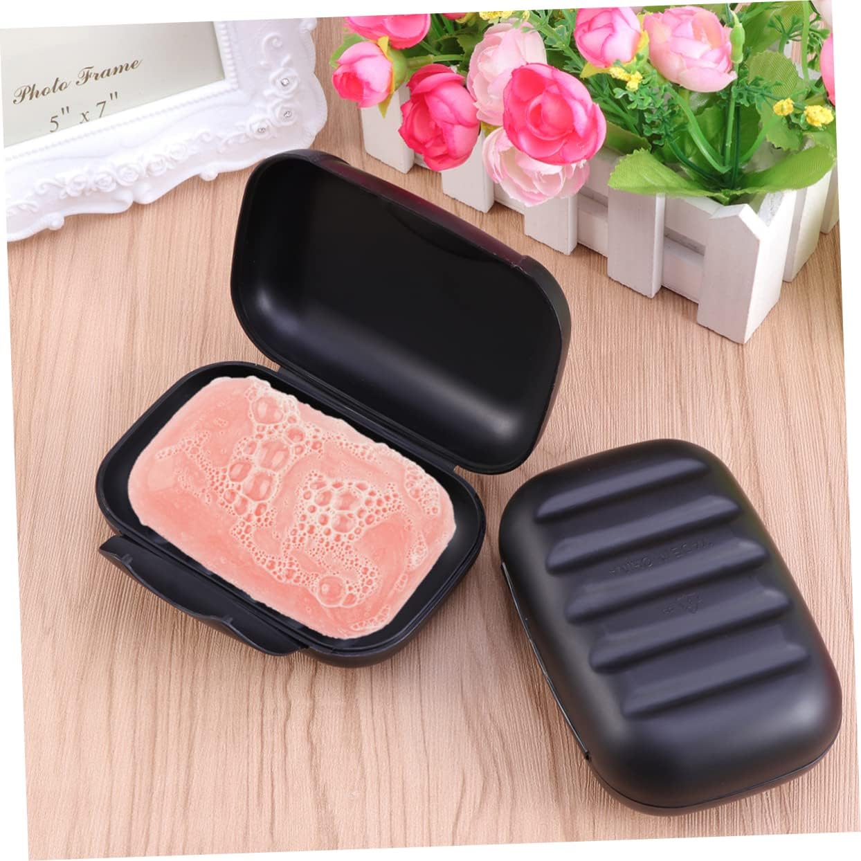 Zerodeko Portable Leakproof Soap Dish with Lock Black