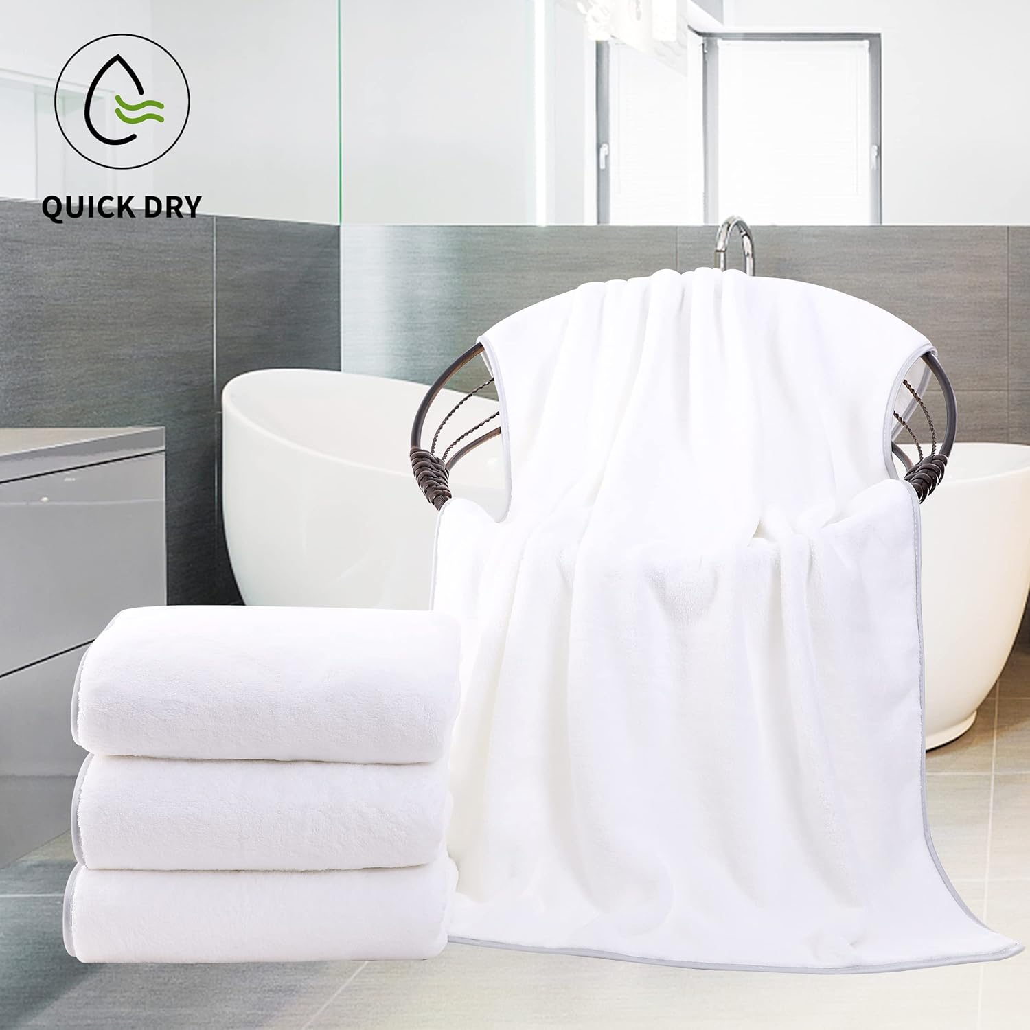 Cosy Family 4 Pack Microfiber Bath Towels - Ultra Soft Quick Drying Lightweight