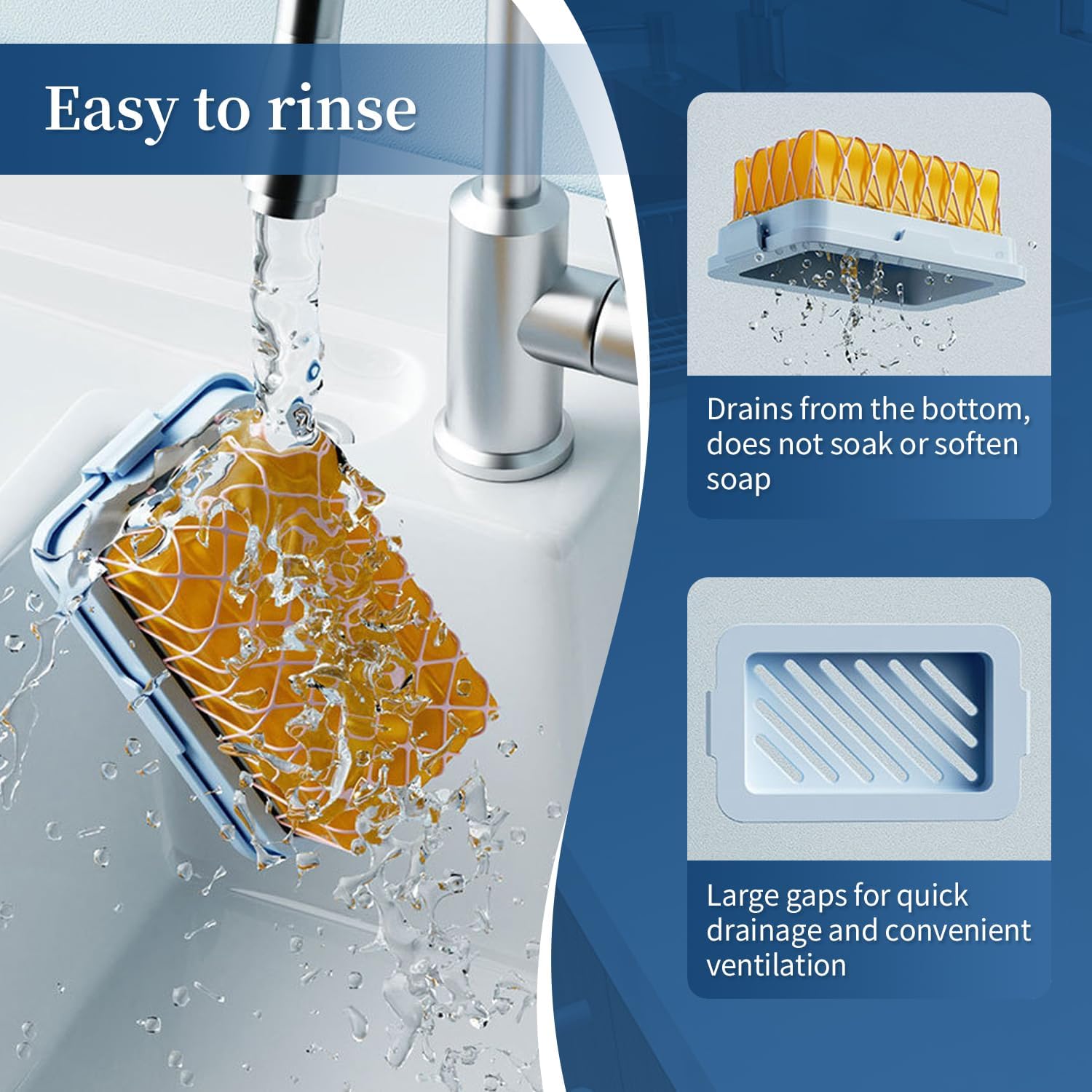 Optisake Multi-Functional Soap Dish with Elastic Mesh and Fast Draining 1