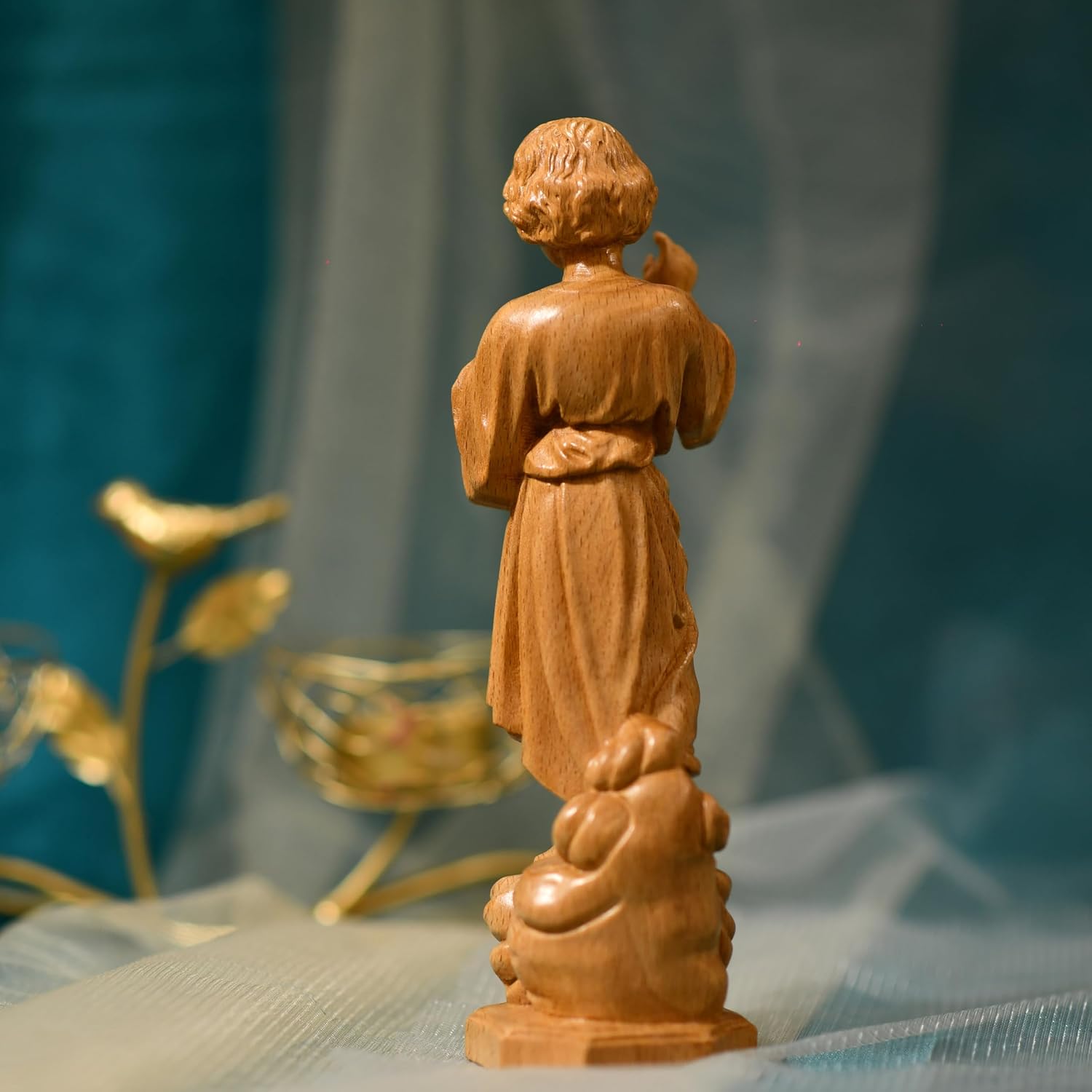 Handmade Baby Jesus Figurine Wooden Religious Decor