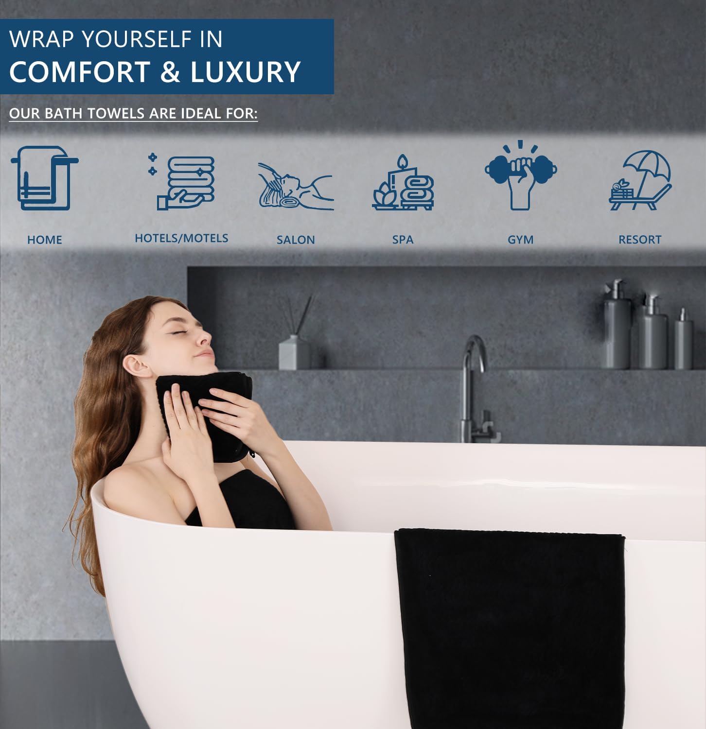 Jessy Home 4 Piece Extra Large Bath Towel Set 1
