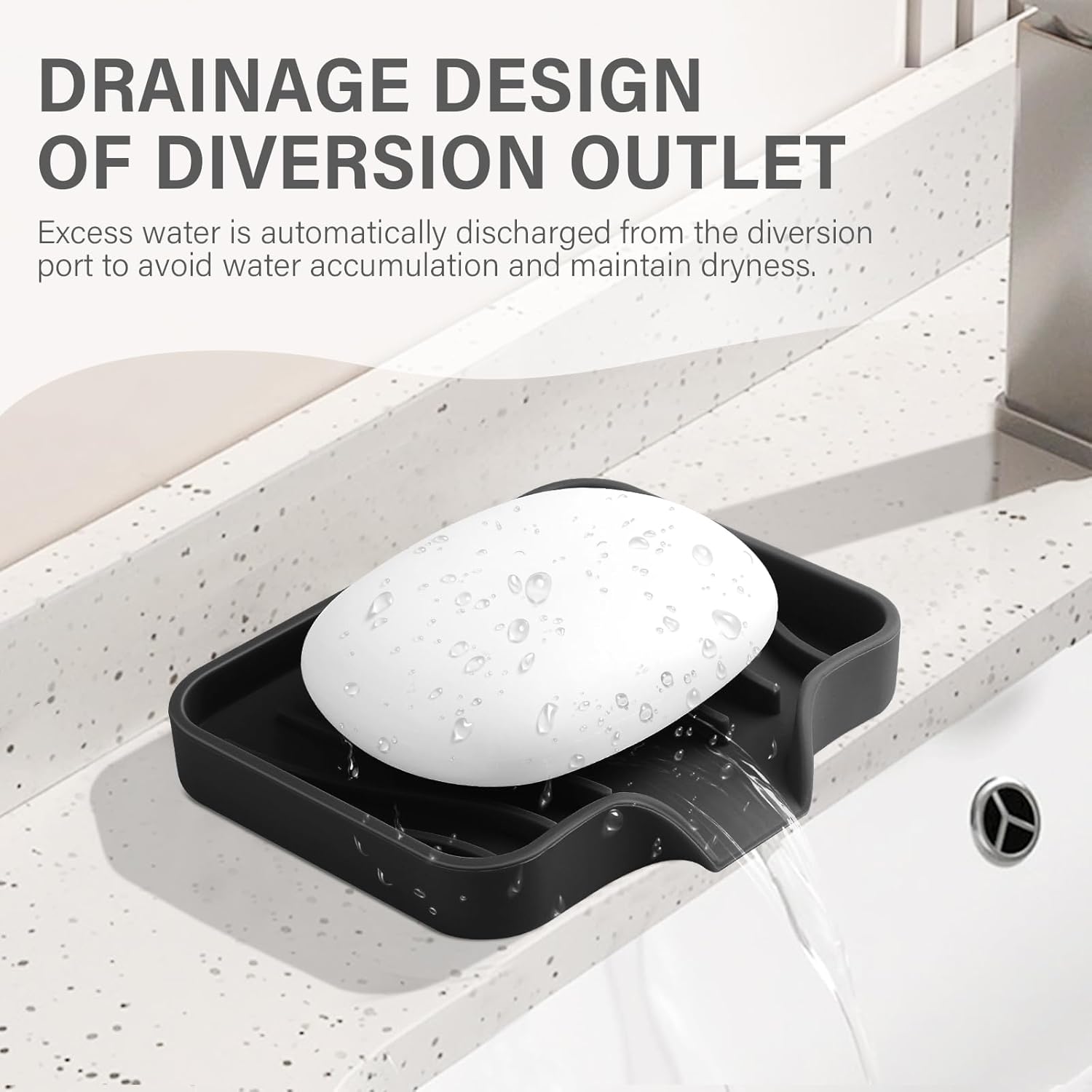 SAISN 2 Pack Black Silicone Soap Dish with Drain