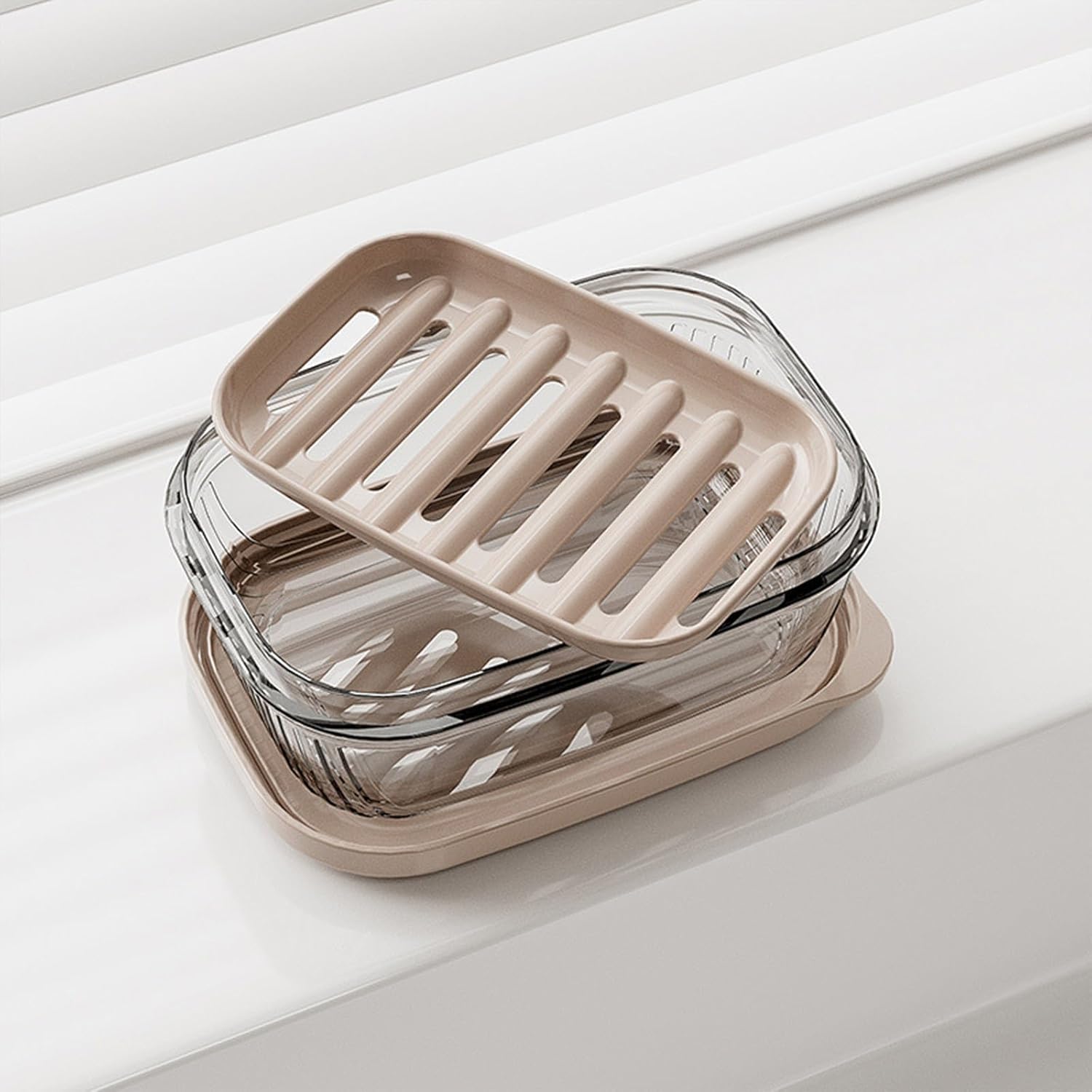 Leakproof Travel Soap Container with Lid and Drainage Tray