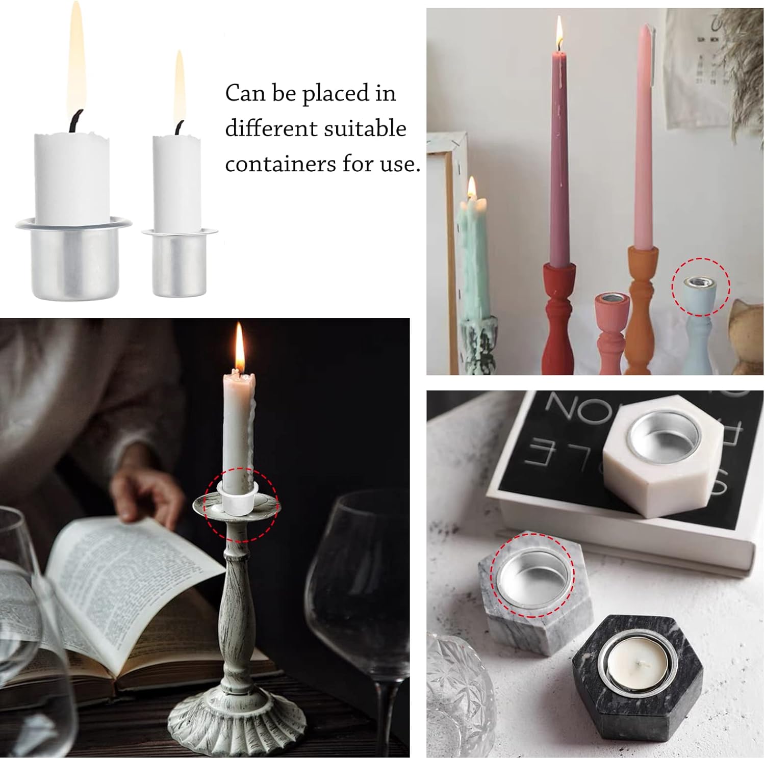 PH PandaHall 40pcs Mini Metal Candle Inserts Holders