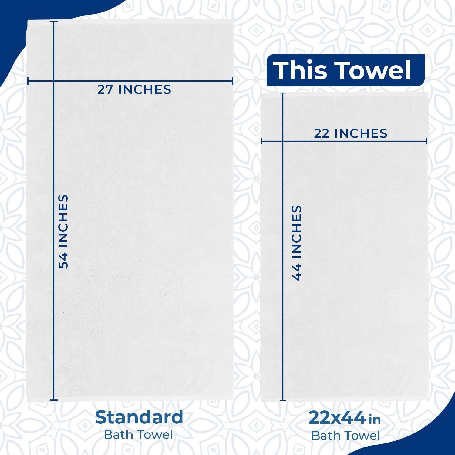 DAN RIVER 4 Pack Bath Towels 22x44 Inches