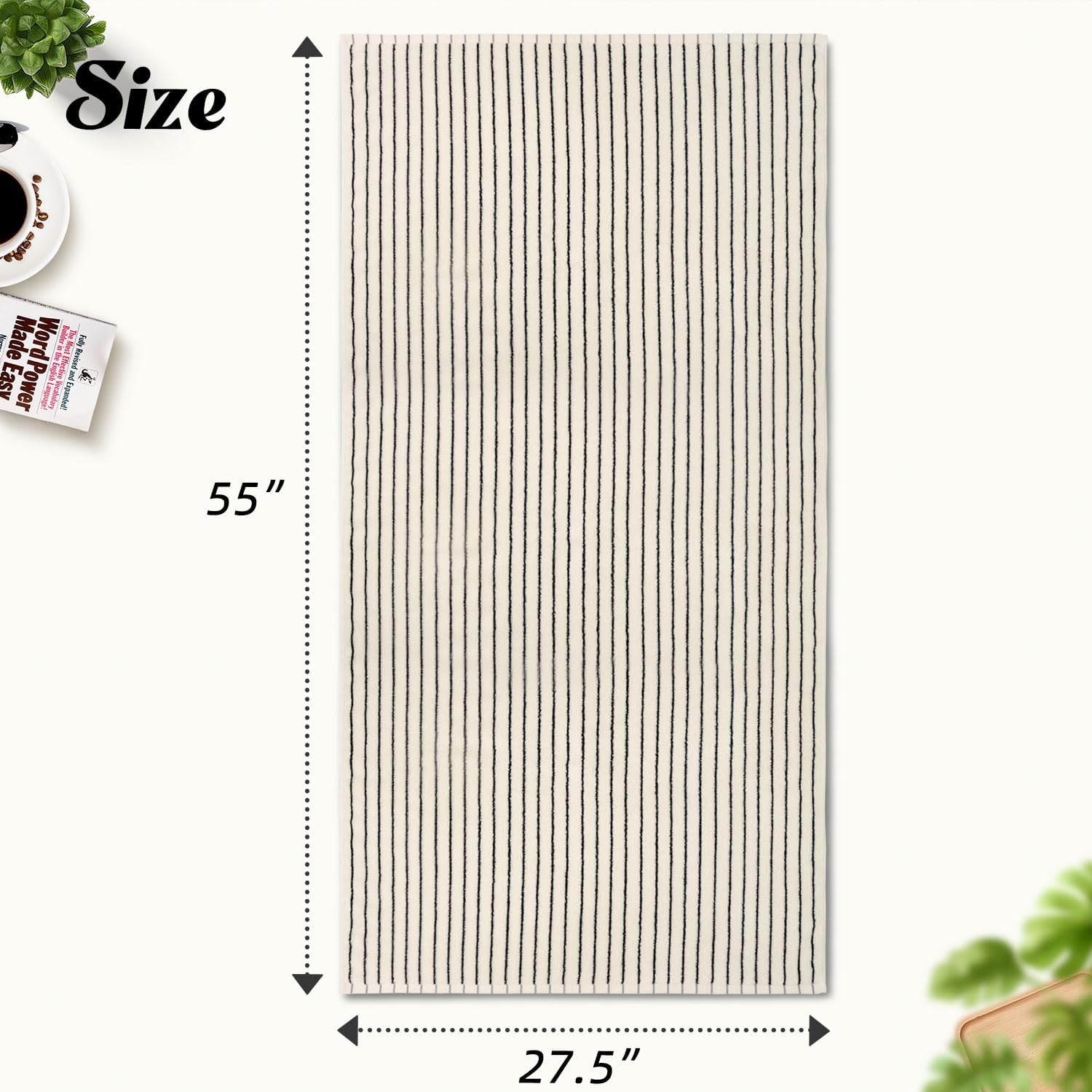 Jacquotha Black and White Striped Bath Towels Set of 2