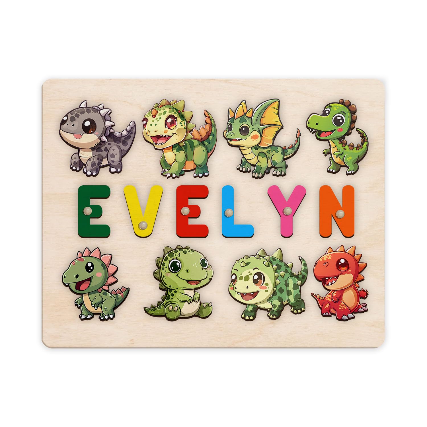 Personalized Wooden Dinosaur Puzzle Montessori Toy