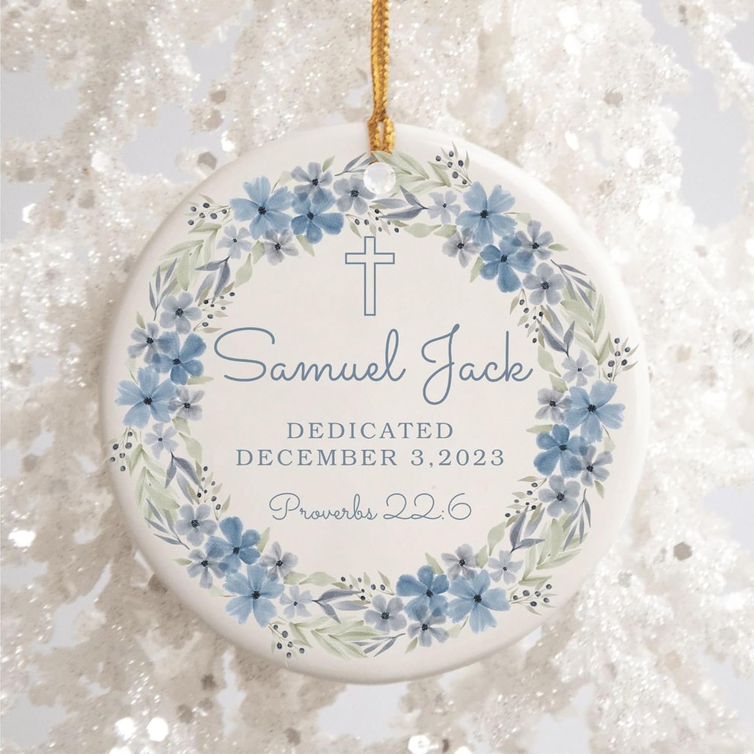 Personalized Baby Dedication Porcelain Ornament