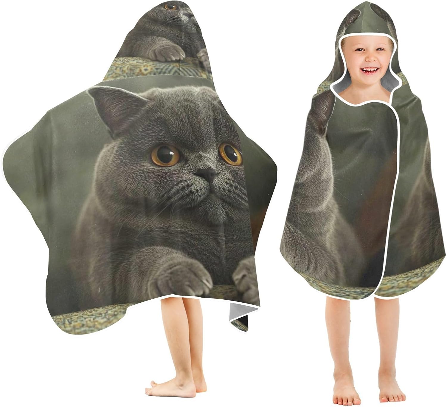 CHIFIGNO Fat British Shorthair Cat Toddler Bath Towel